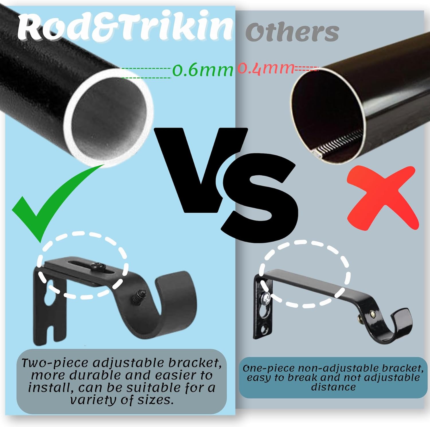 Bastoni Tende per Interni 109-435cm con Staffe e Terminali - immagine 4