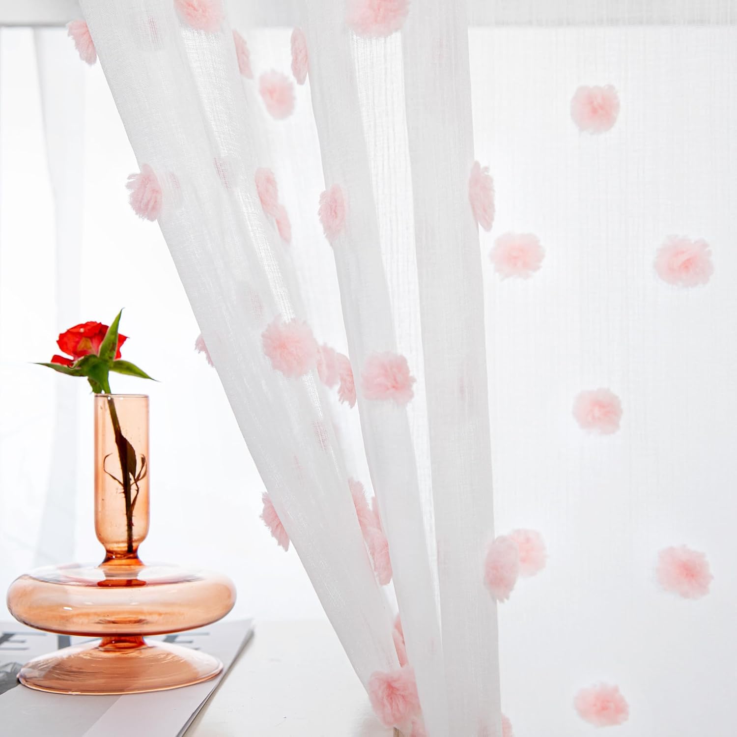 Mysky Home Tende con Occhielli - Set da 2, Rosa