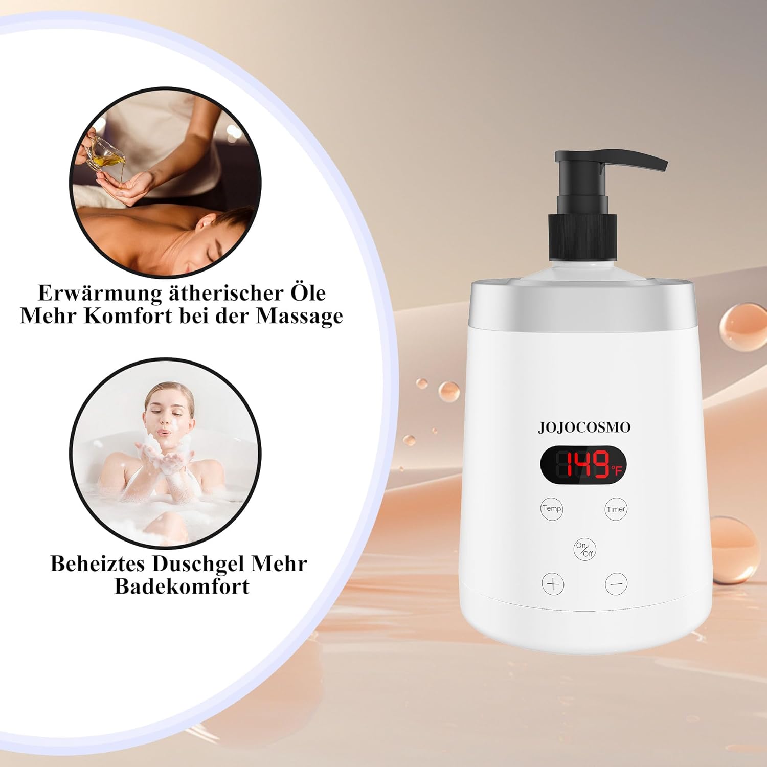 Scalda Olio da Massaggio con Due Dispenser, Bianco - immagine 4