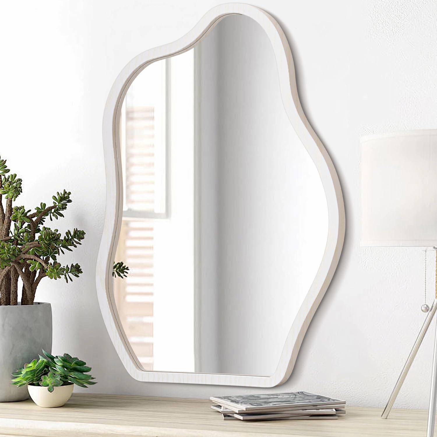 Specchio da Parete Irregolare Moderno 66x45.7 cm, Bianco