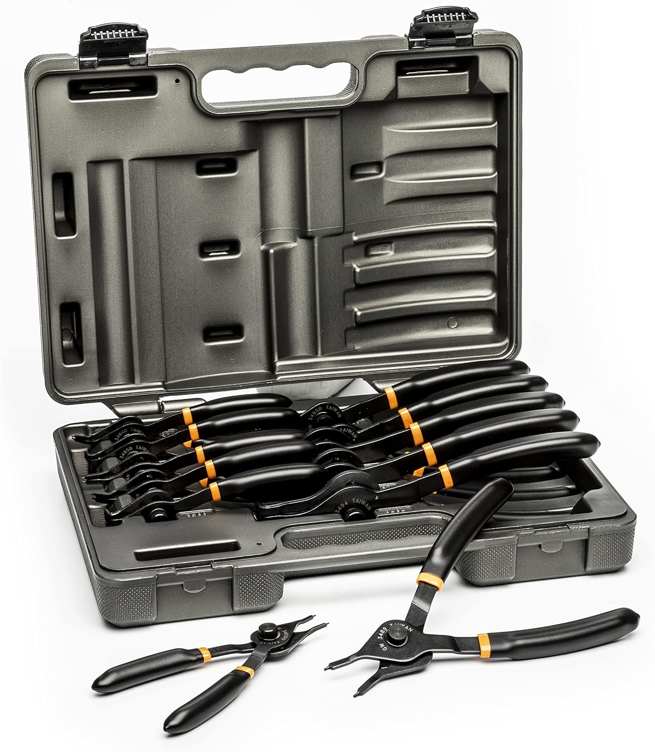 Set di pinze ad anello convertibili a scatto, 12 pezzi, punta fissa - 3495