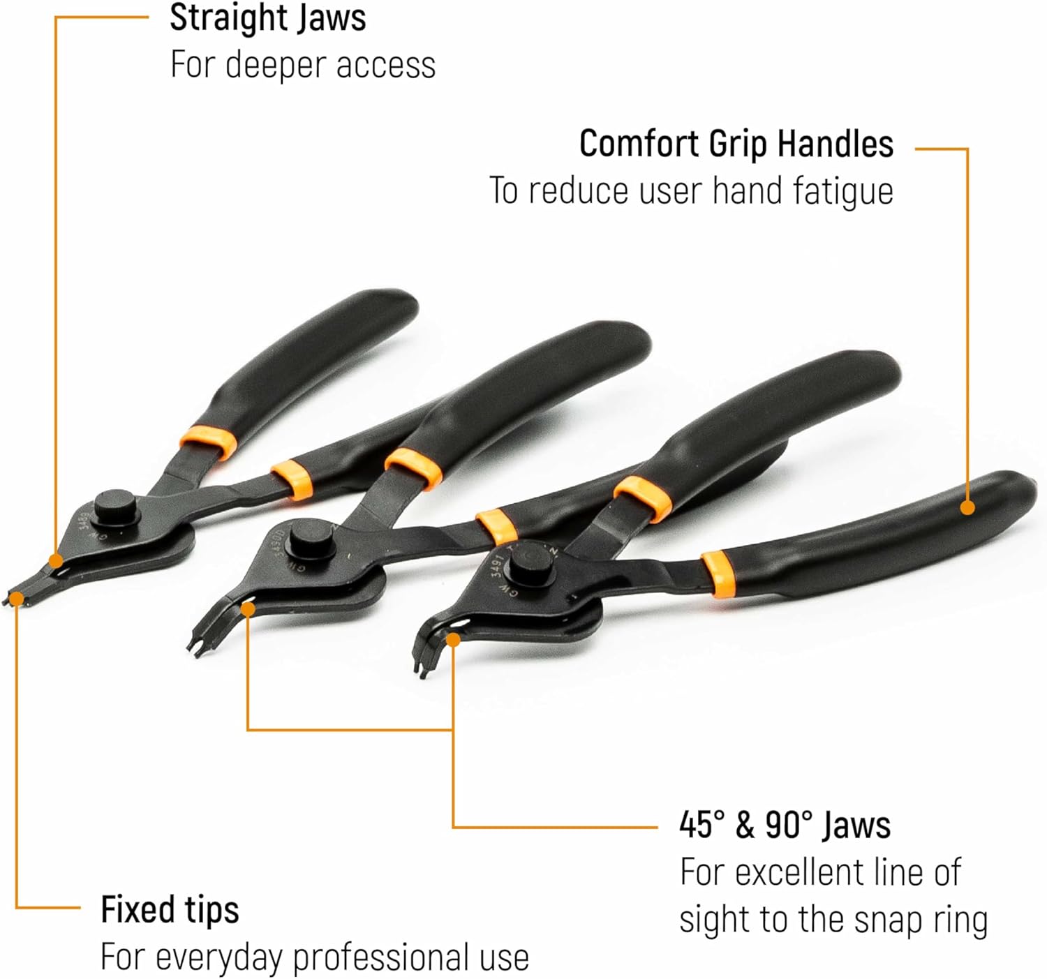 Set di pinze ad anello convertibili a scatto, 12 pezzi, punta fissa - 3495 - immagine 2