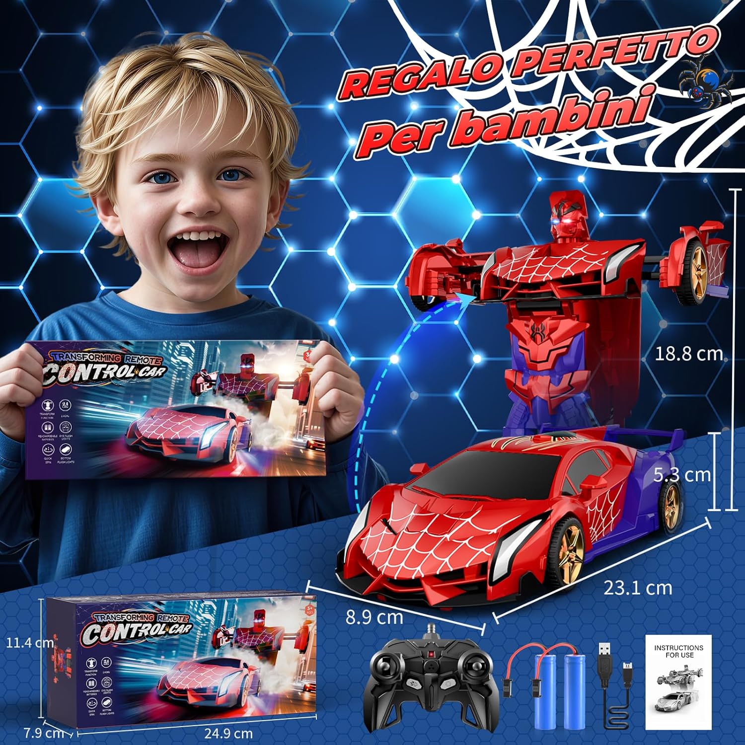 Macchina Telecomandata con Luci LED e Deriva 360° - immagine 2