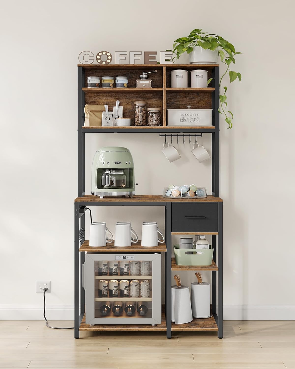 Vasagle Scaffale Cucina con Multipresa 80x40x180,4cm - immagine 2