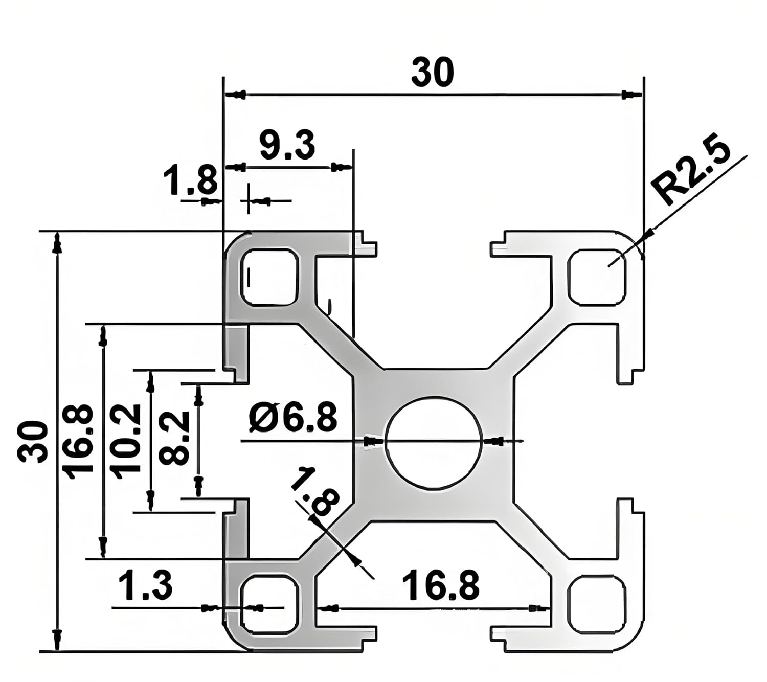 Profilo in Alluminio 3030 Tipo T Nero 450mm (4 Pezzi) - immagine 2