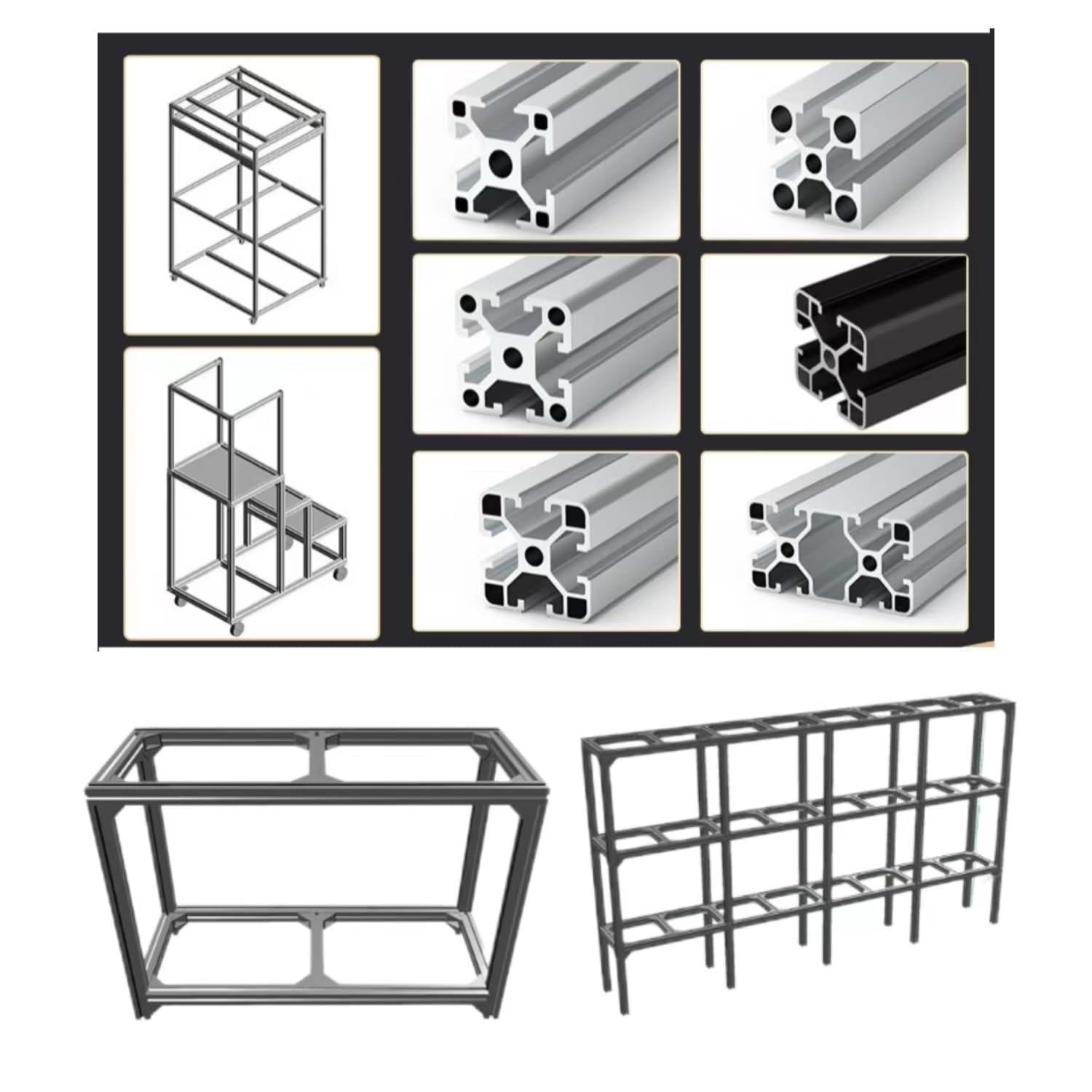 Profilo in Alluminio 3030 Tipo T Nero 450mm (4 Pezzi) - immagine 3