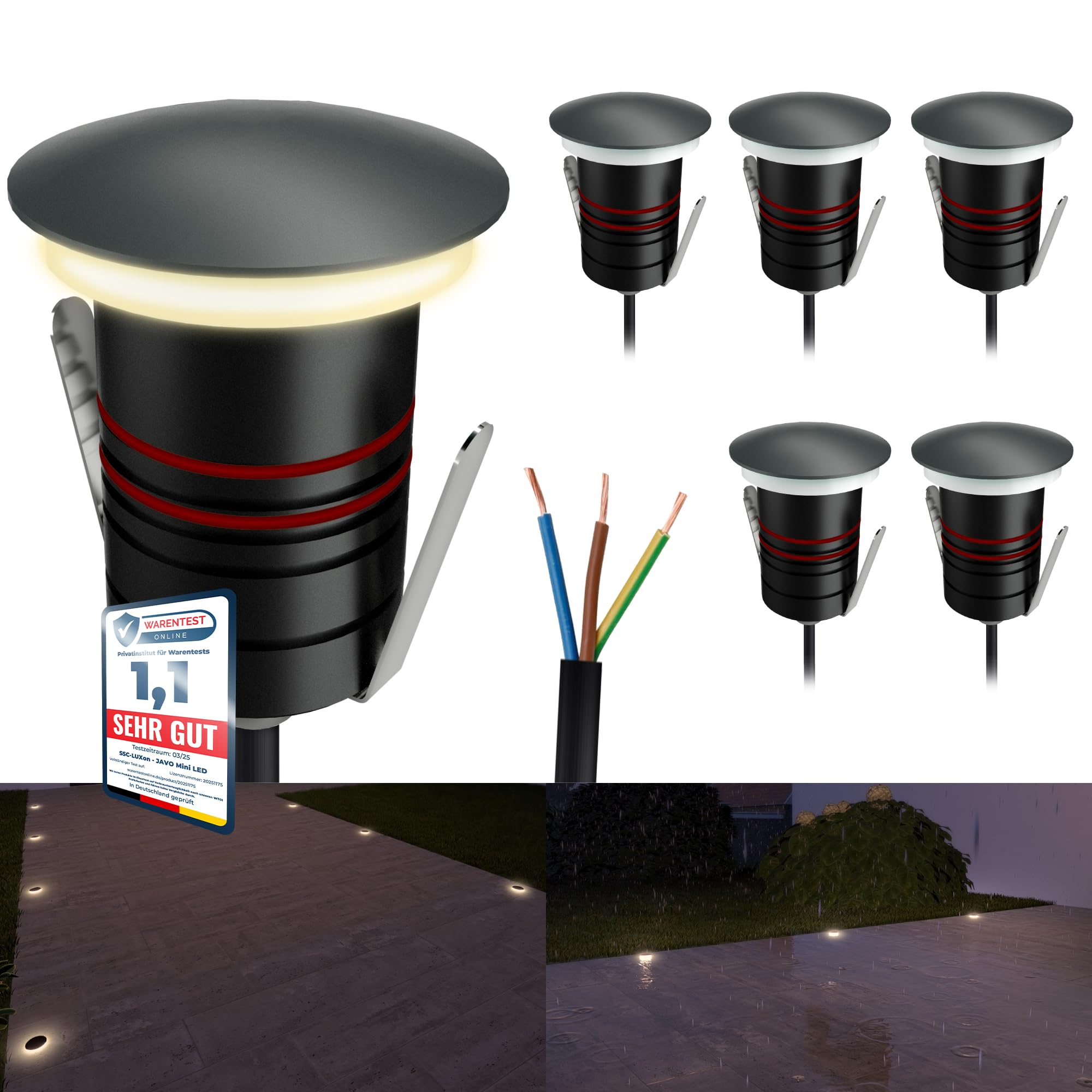 Ssc-luxon JAVO - 6 Mini Luci LED da Incasso 230V, Grigio