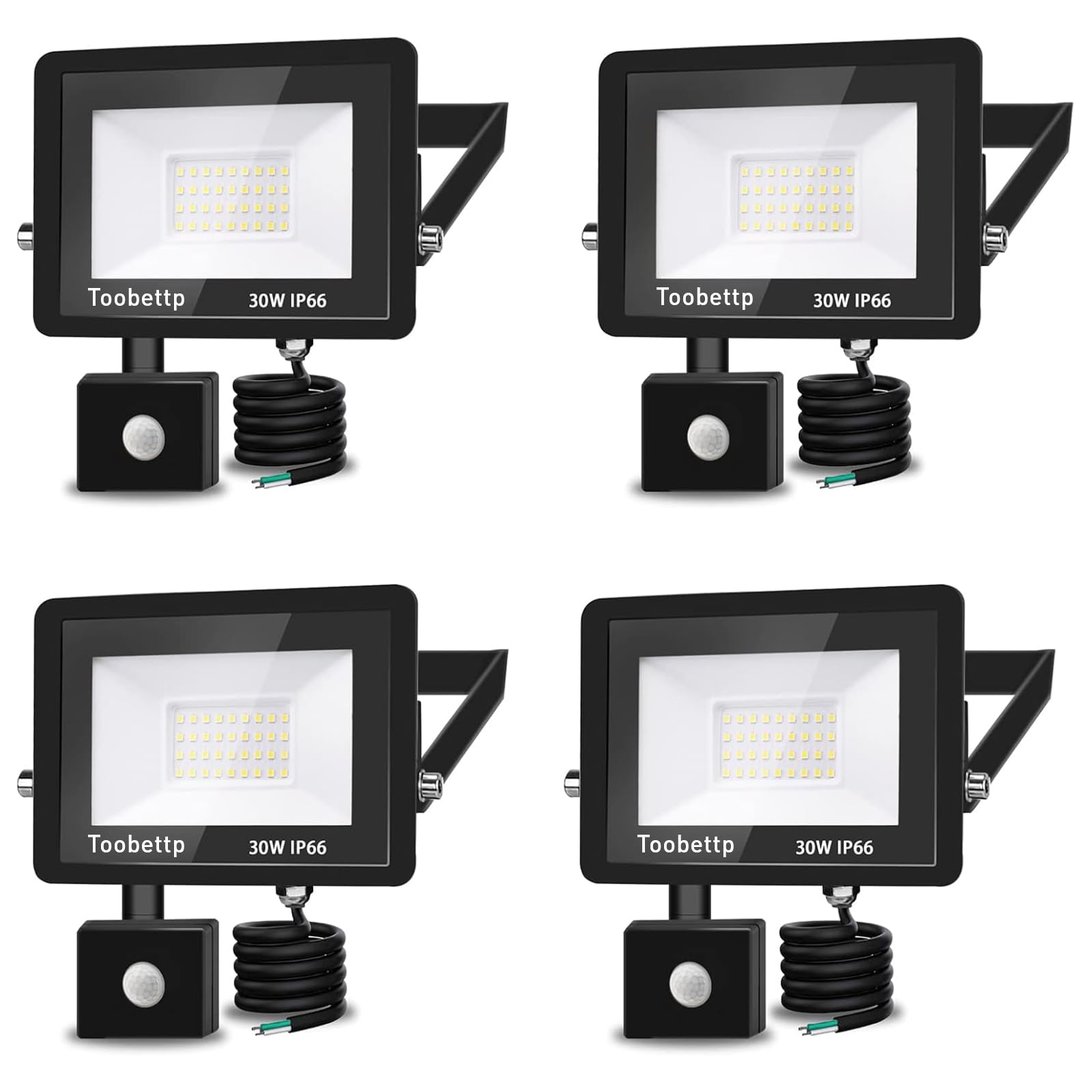 Faretto LED Esterno con Sensore Movimento 30W, 4 pezzi