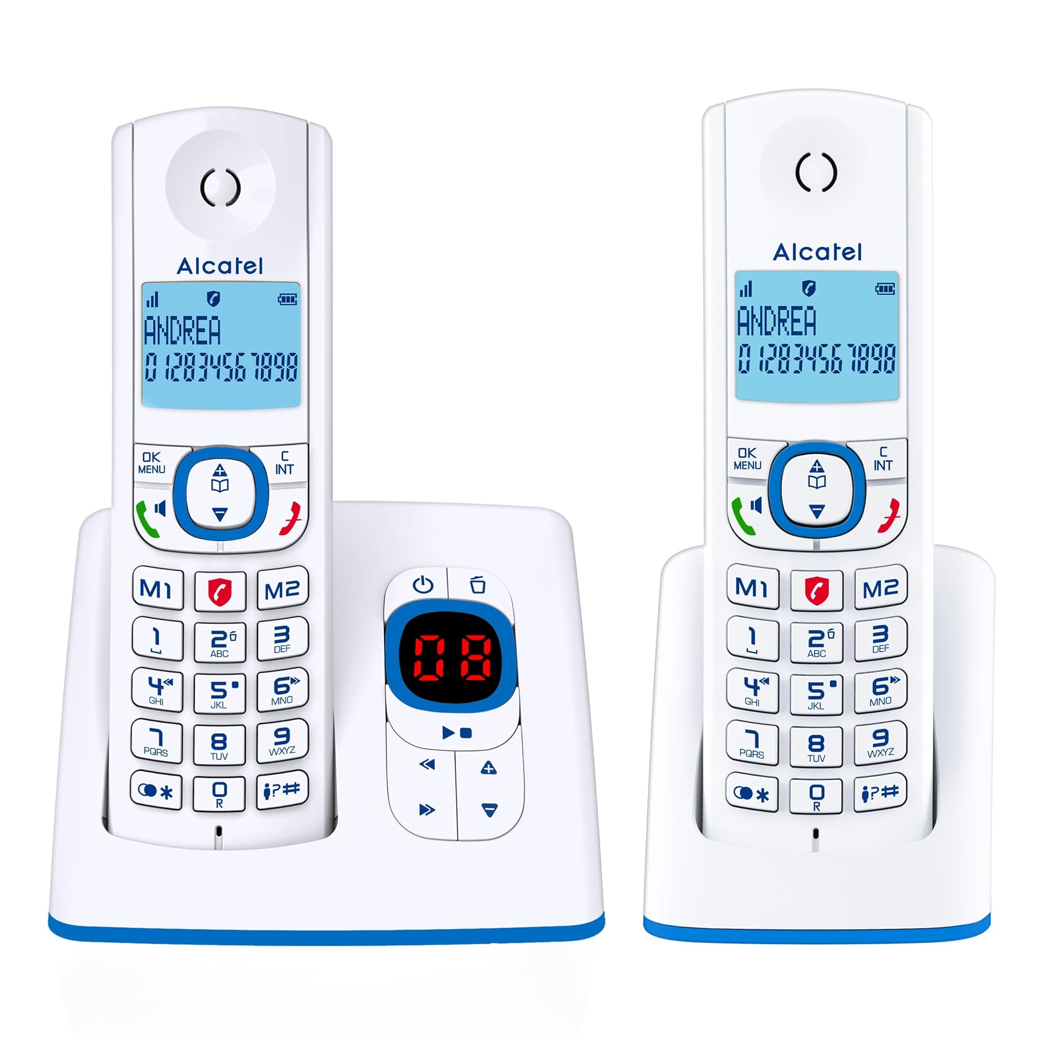 Alcatel F530 Telefono DECT Identificatore di chiamata Blu, Bianco
