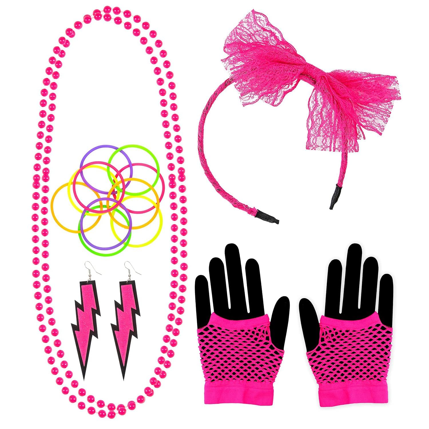 W WIDMANN MILANO Party Fashion - Set travestimento anni '80, neon, disco fever, anni '80, carnevale