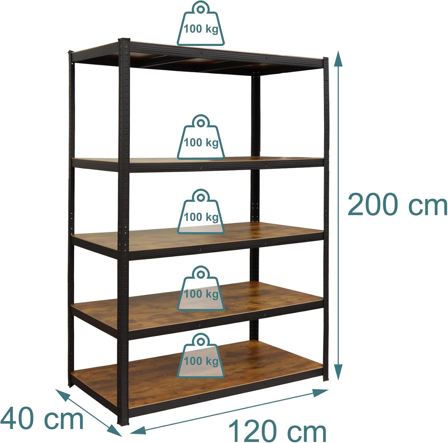 Relaxdays Scaffale Portacarichi Acciaio e MDF 500kg - immagine 3
