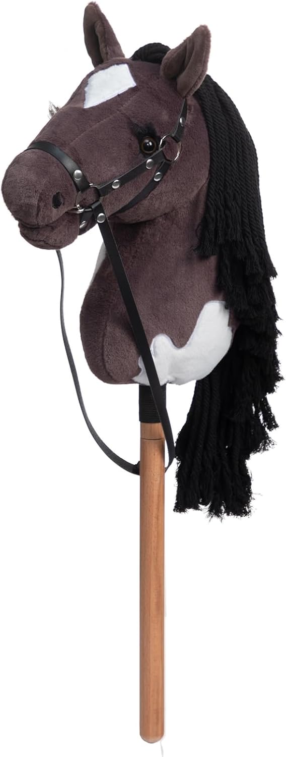 BEJOY Cavallo a Dondolo in Legno e Peluche, Grigio Viola - immagine 1