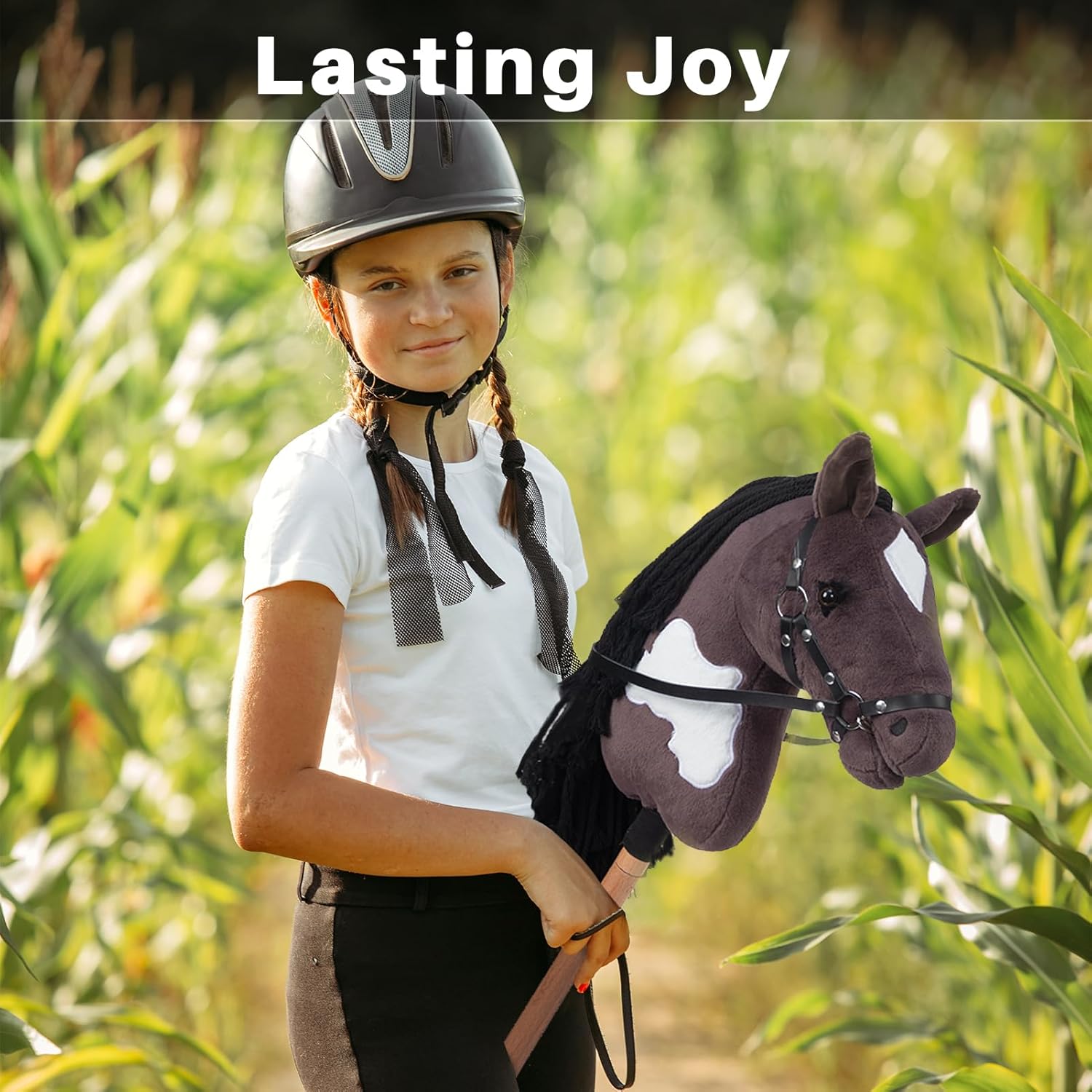 BEJOY Cavallo a Dondolo in Legno e Peluche, Grigio Viola - immagine 6