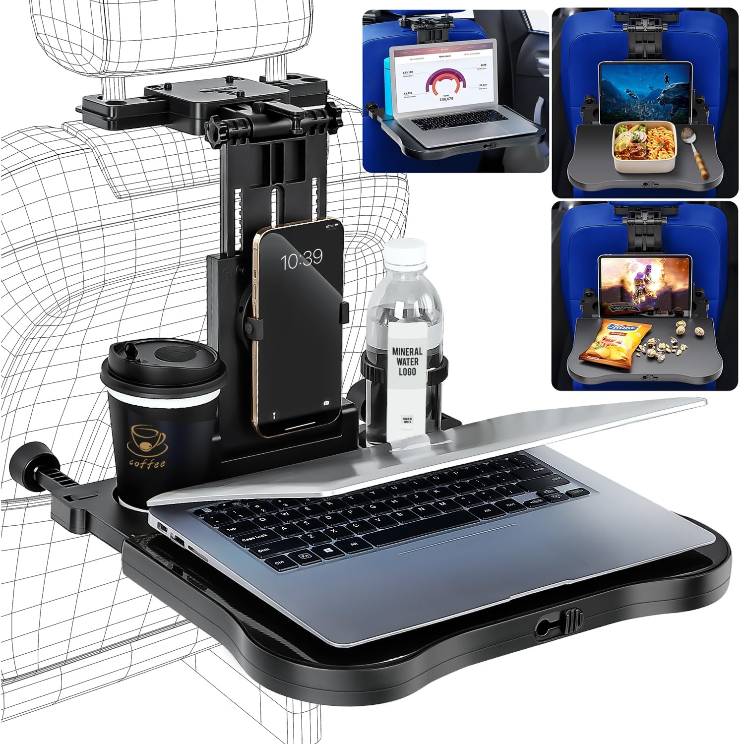 Tavolo da Pranzo Pieghevole per Sedile Posteriore