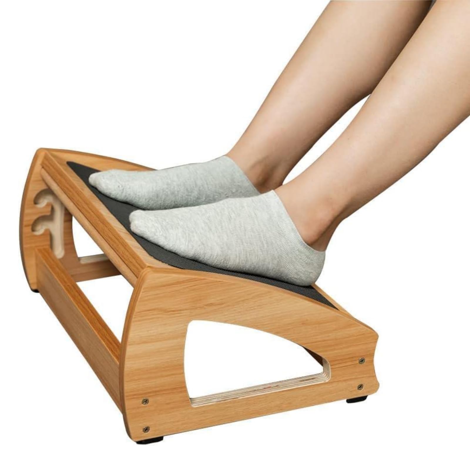 Poggiapiedi Ergonomico Sotto Scrivania in Legno, Naturale