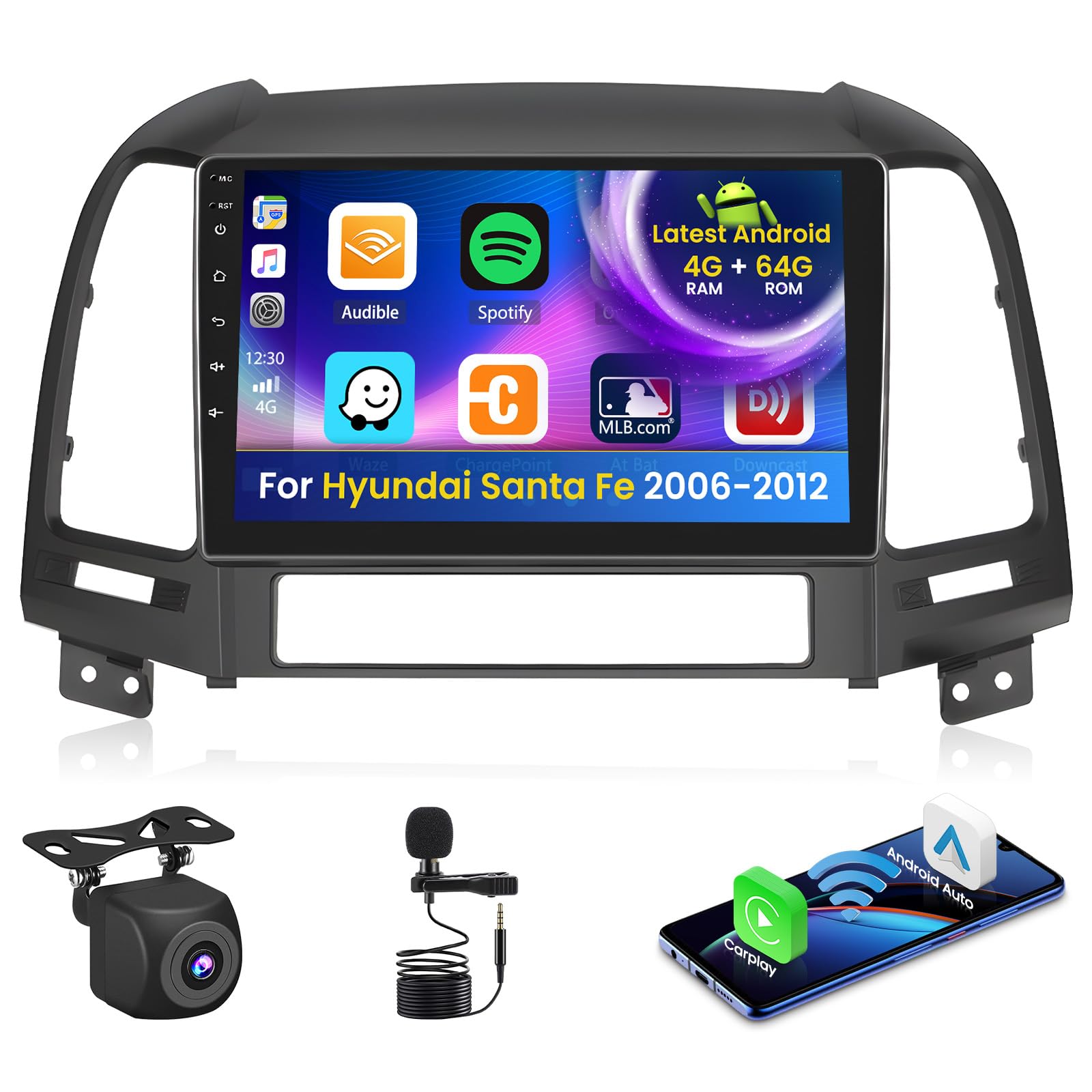 Inefala Autoradio Android 9'' per Hyundai Santa Fe 2006-2012