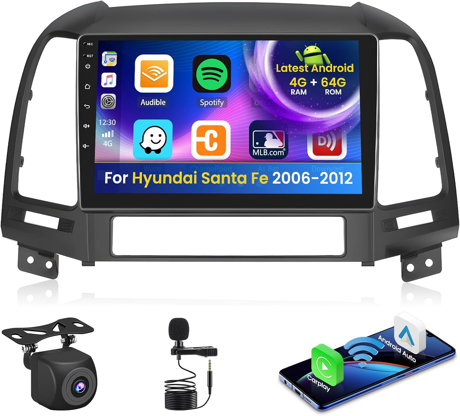 Inefala Autoradio Android 9'' per Hyundai Santa Fe 2006-2012 - immagine 1