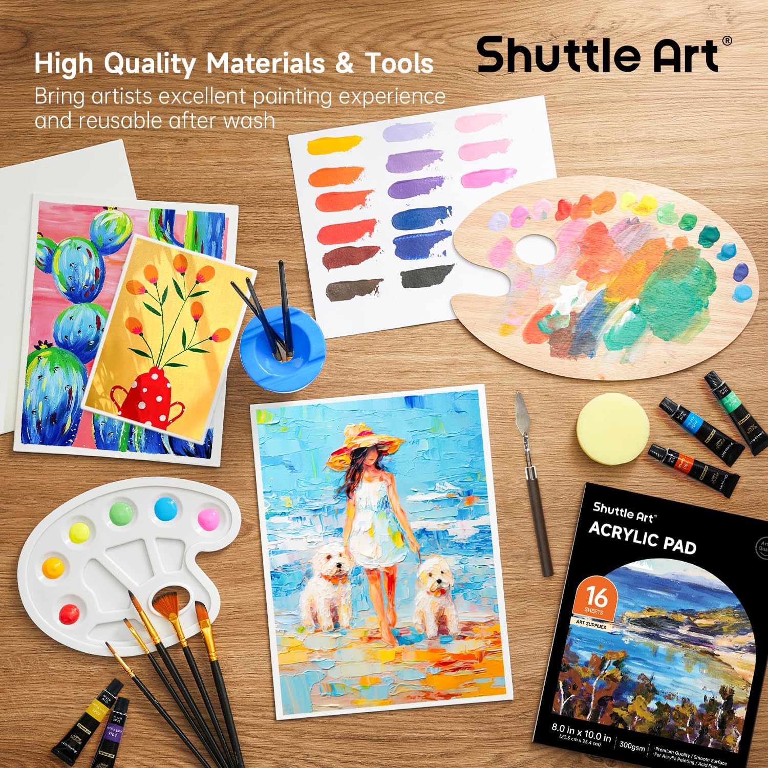 Shuttle Art - Kit Pittura Acrilica Professionale 59 Pezzi - immagine 7