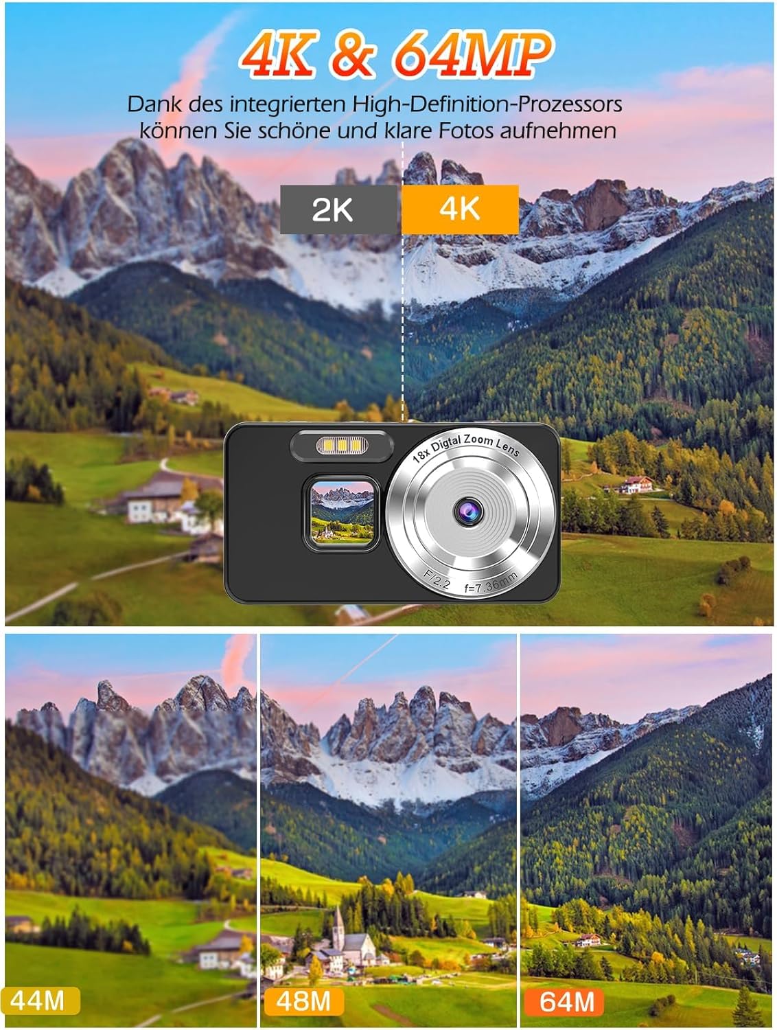 Fotocamera Digitale 4K 64MP con Autofocus - immagine 2