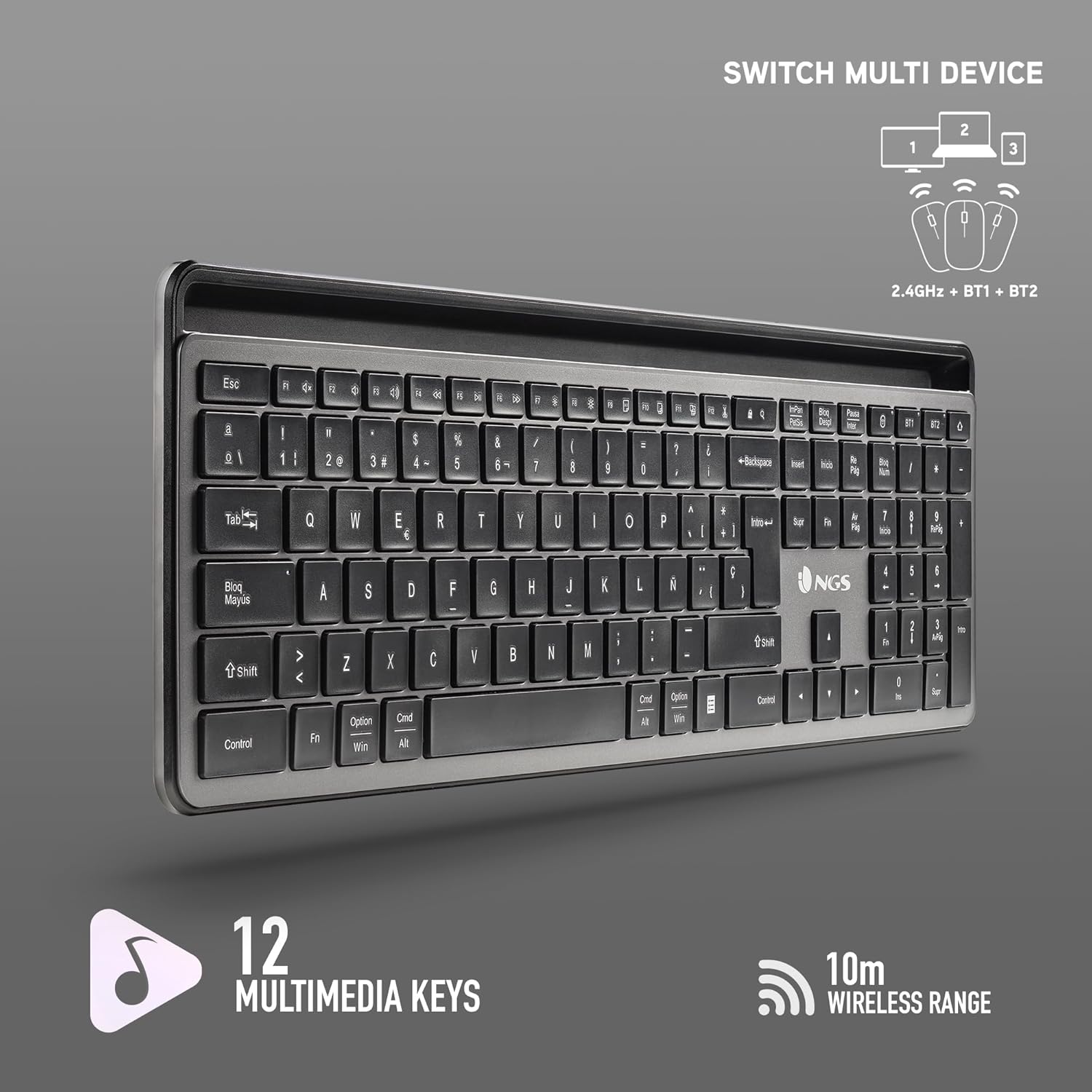 Ngs Eclipse Kit - Mouse e Tastiera Ricaricabile Silenziosa - immagine 4