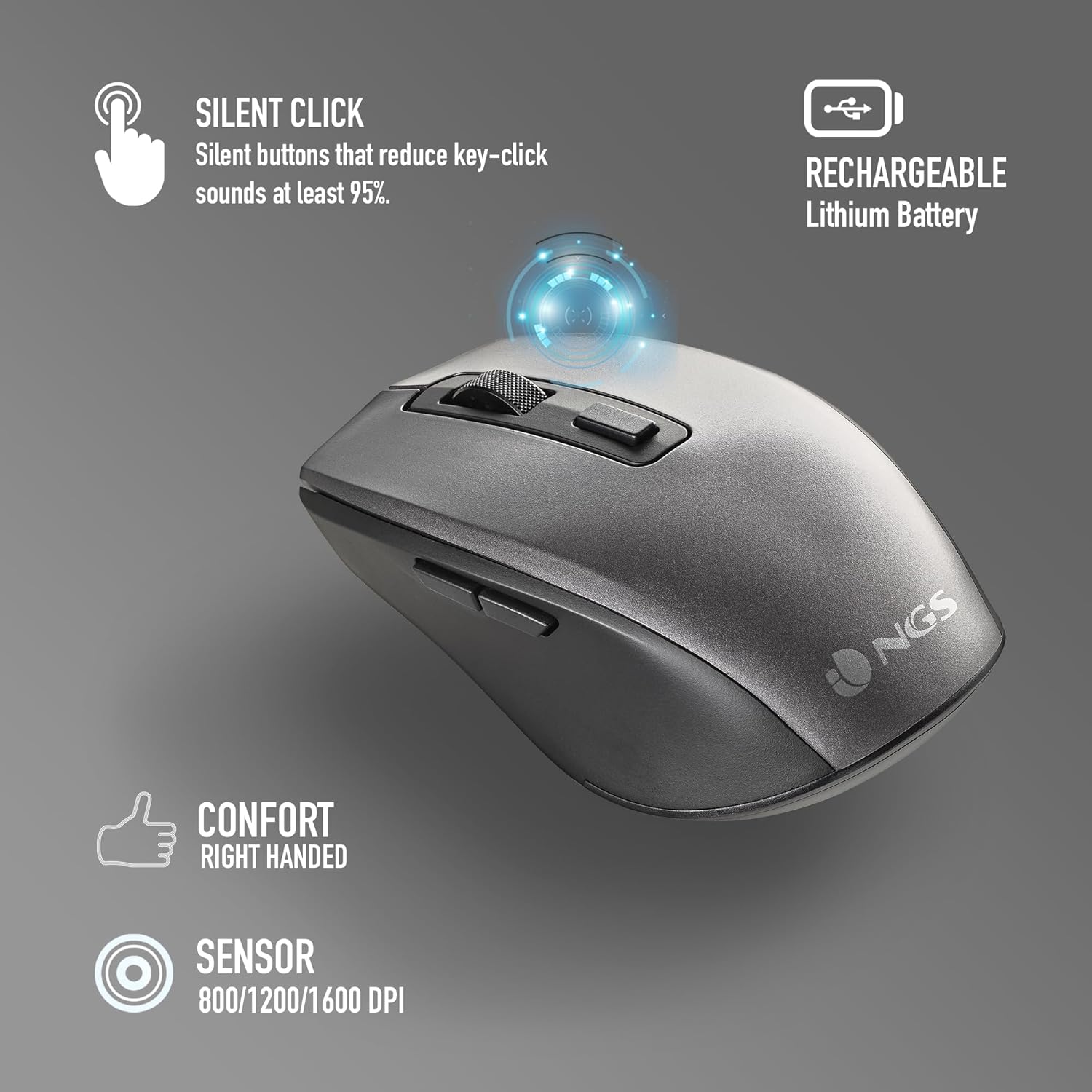 Ngs Eclipse Kit - Mouse e Tastiera Ricaricabile Silenziosa - immagine 6