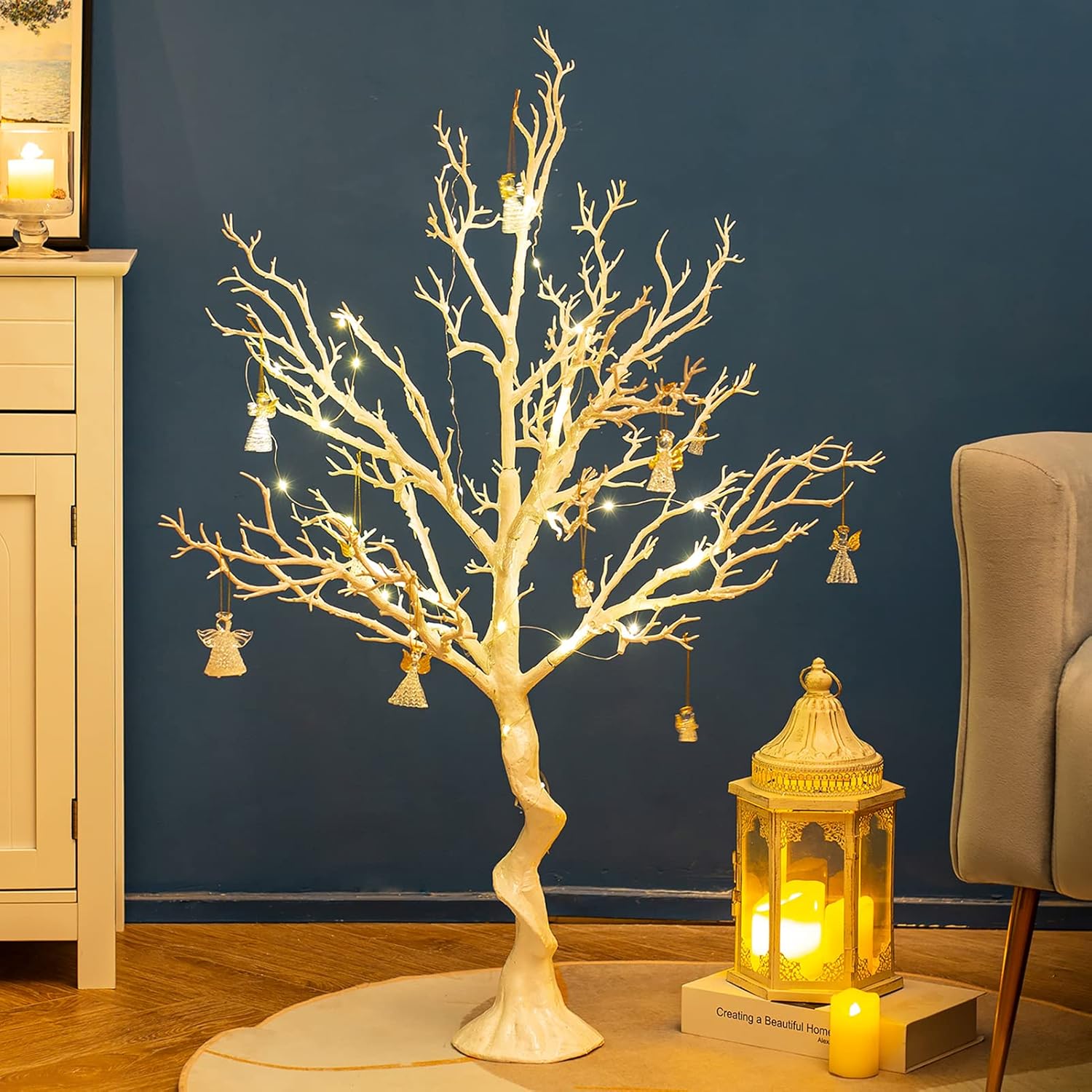 Sziqiqi Albero Decorativo Bianco 105cm