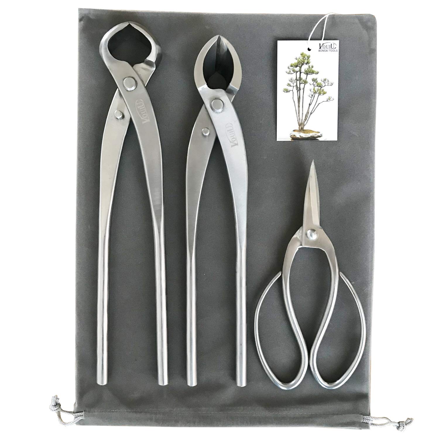 Set 3 Attrezzi per Bonsai: Taglierina Concava e a Manopola