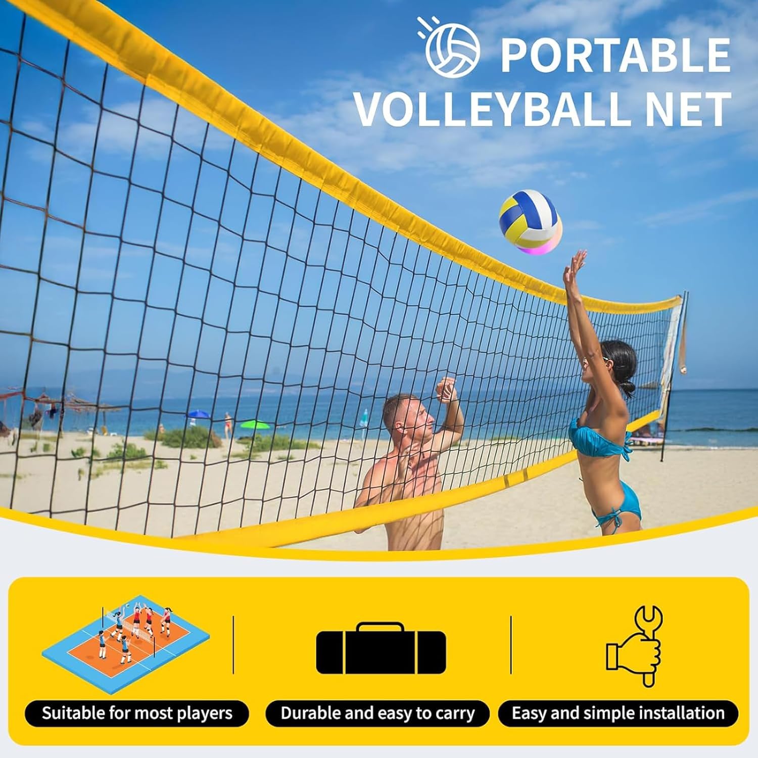 Hanured Rete da Pallavolo Portatile Pieghevole - immagine 3