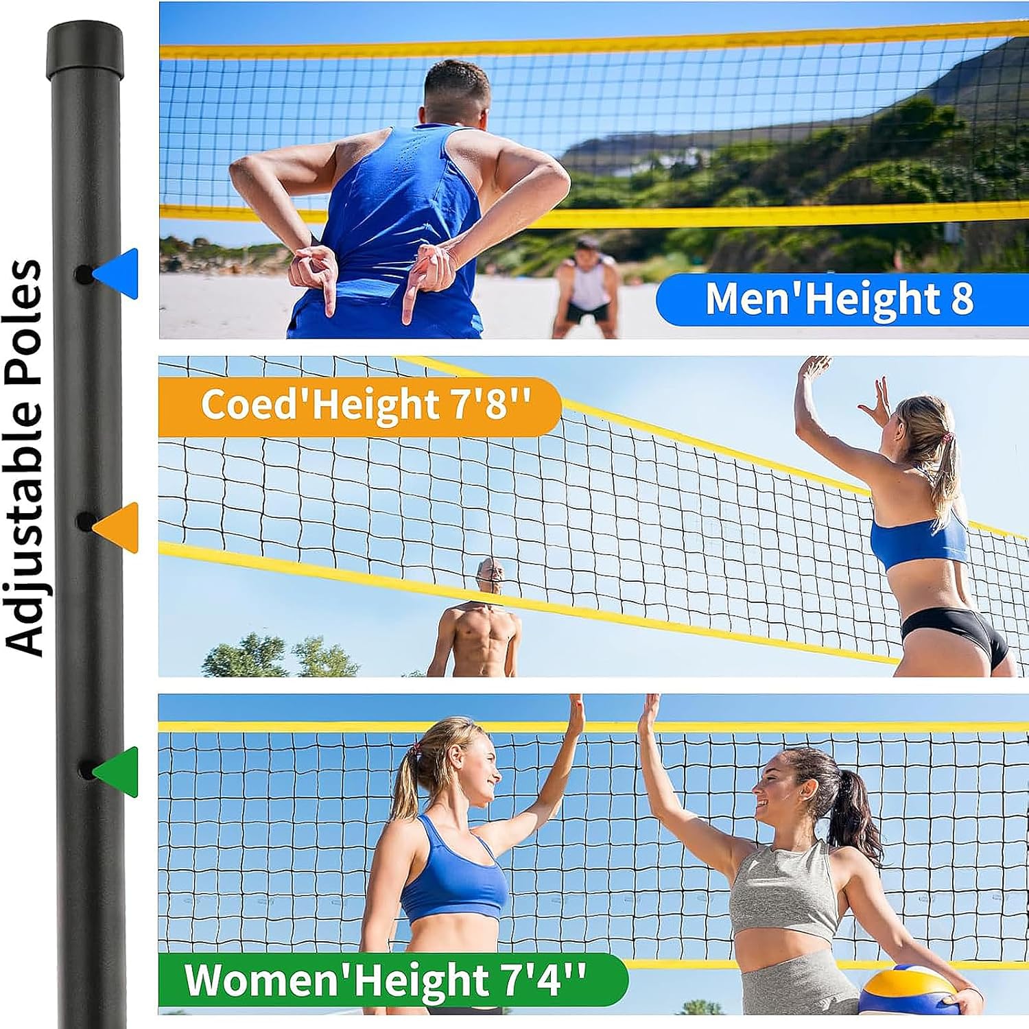 Hanured Rete da Pallavolo Portatile Pieghevole - immagine 6