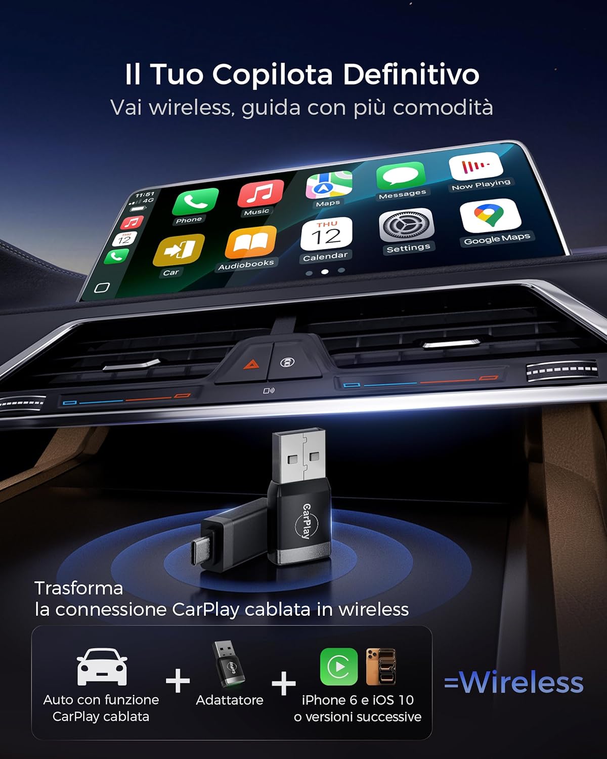 Mini Adattatore CarPlay Wireless Aggiornato 2026 - immagine 2