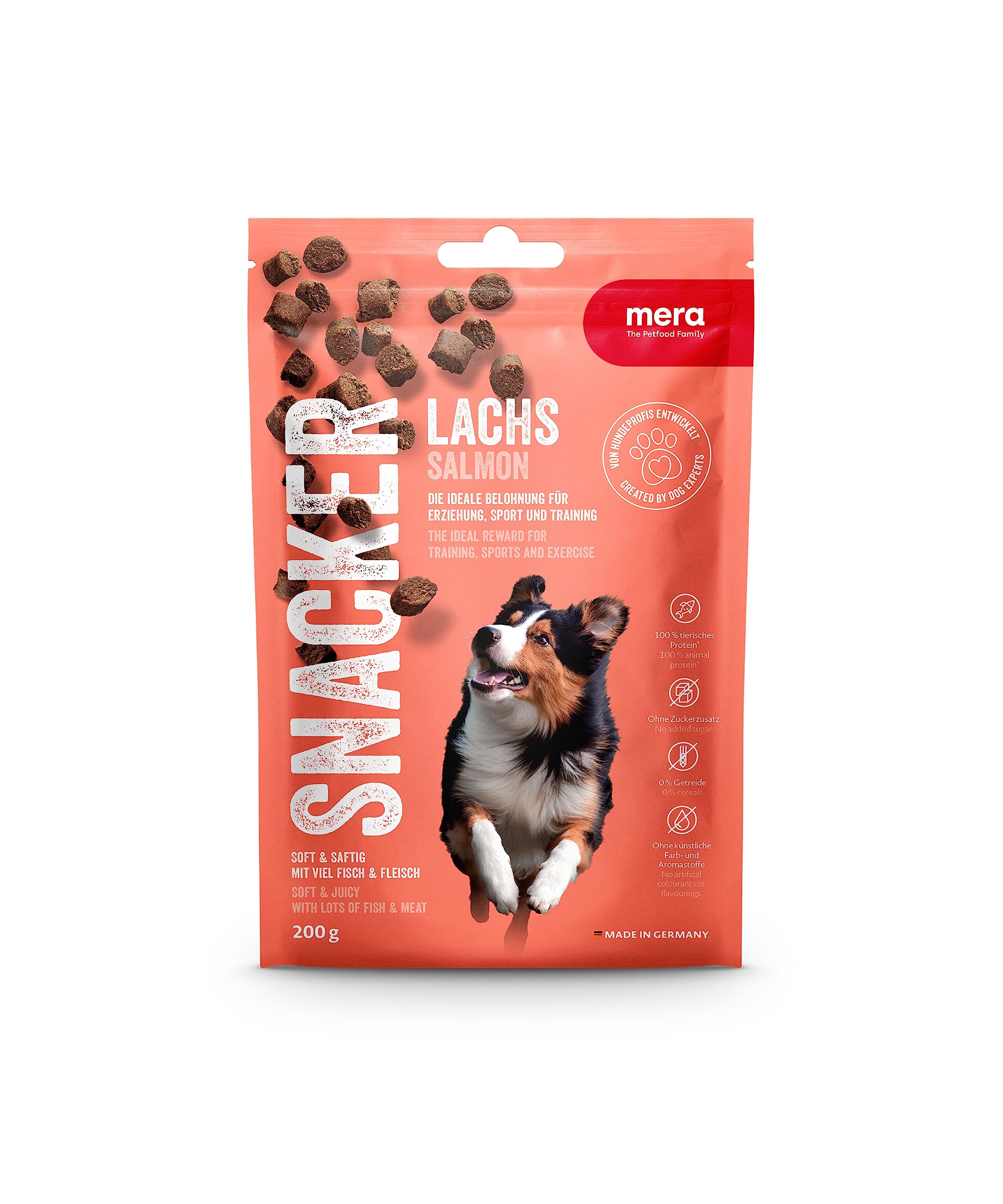 MERA Snacker salmone (1 x 200 g), senza cereali, per allenamento o come ...