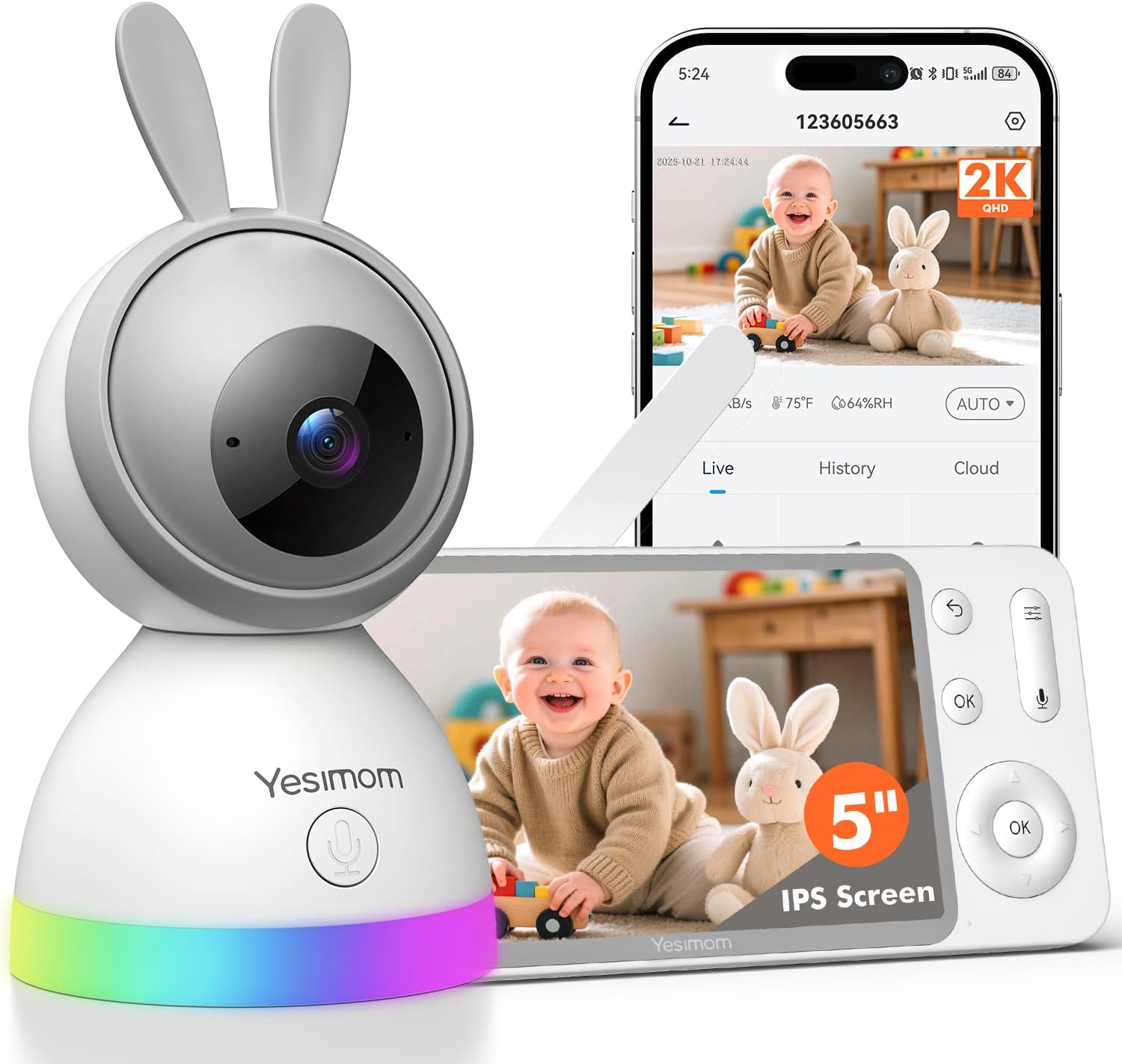 Baby Monitor 2K con Schermo IPS 5'' e APP Mobile - immagine 1