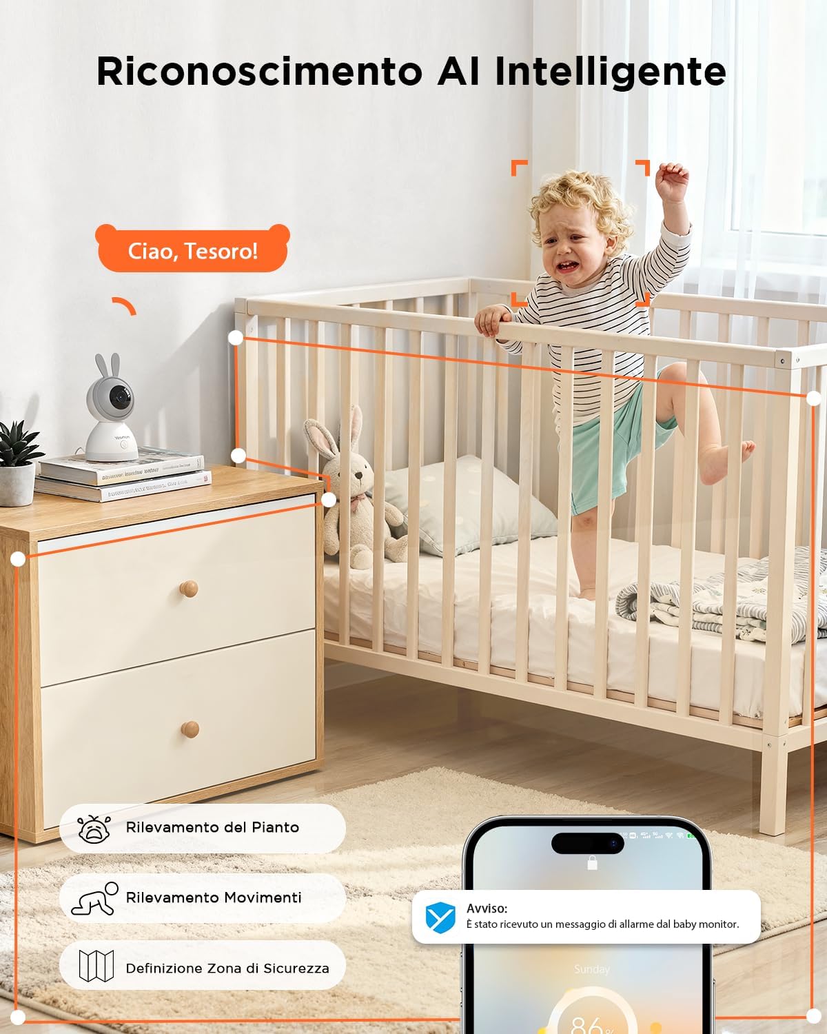 Baby Monitor 2K con Schermo IPS 5'' e APP Mobile - immagine 5