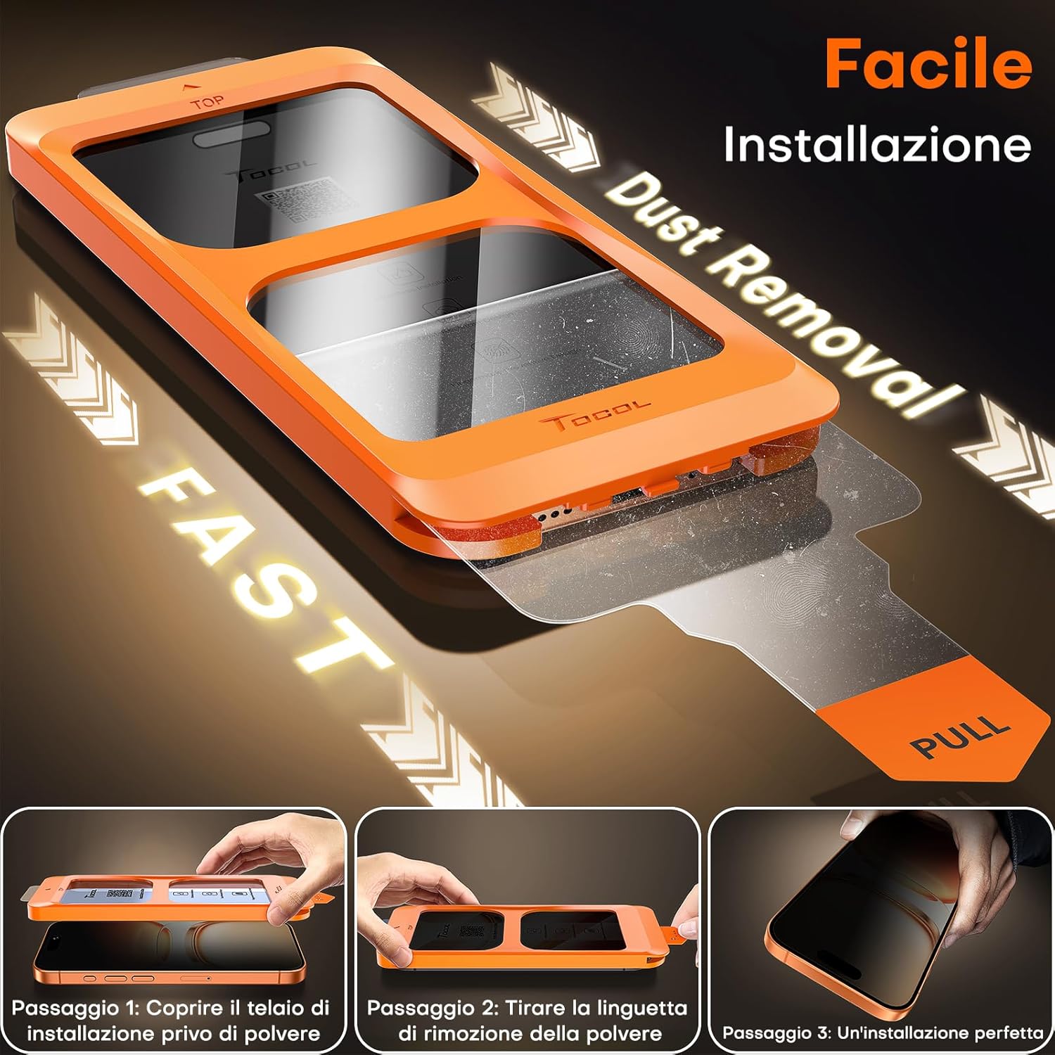 Tocol Privacy Pellicola Vetro Temperato per iPhone 17 Pro Max - immagine 5