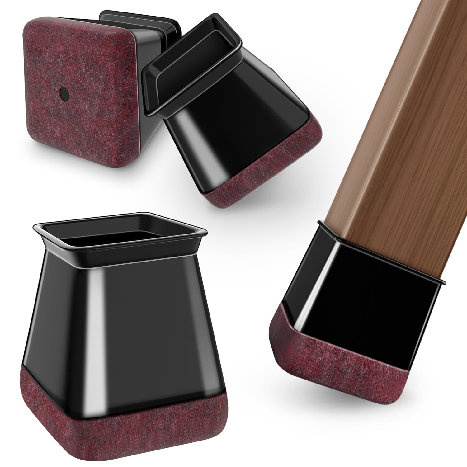 Oconda 24 Gommini per Sedie Quadrati, Feltrini Neri