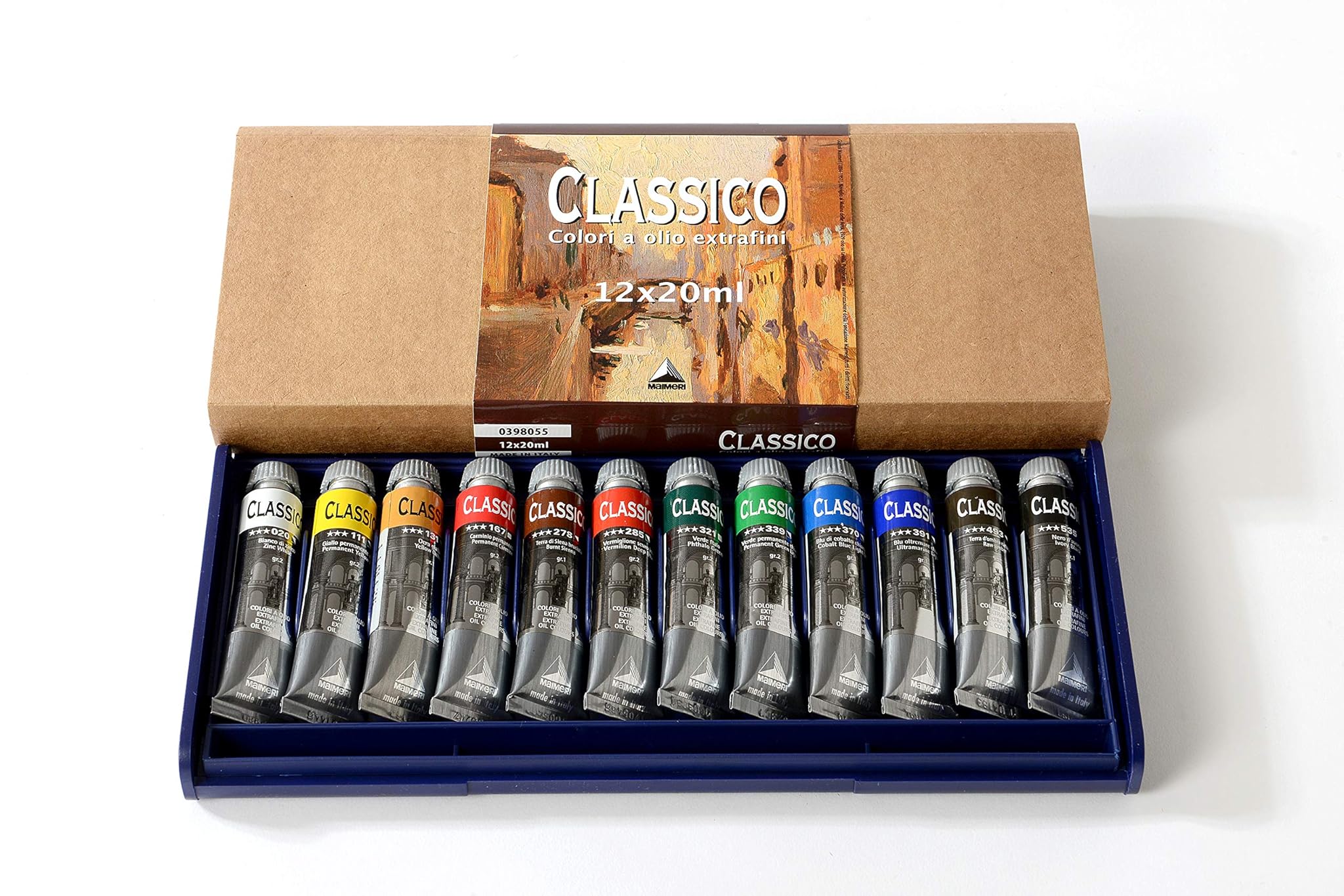 Maimeri Scatola in Plastica con 12 tubi Assortiti 20ml Colori a Olio Classico
