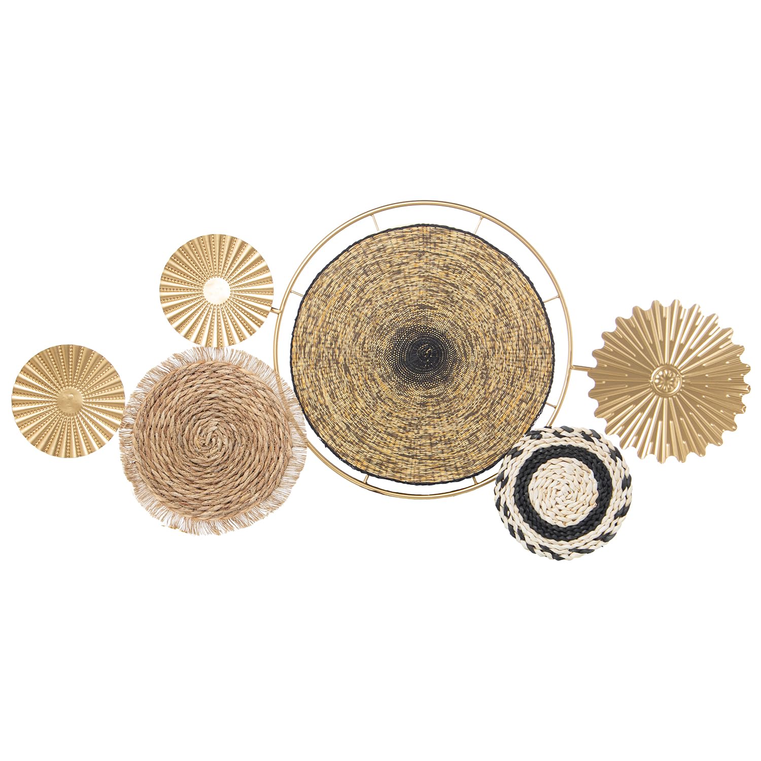 ADORNO PARED METAL/PAJA TRENZADA_101X5X60CM