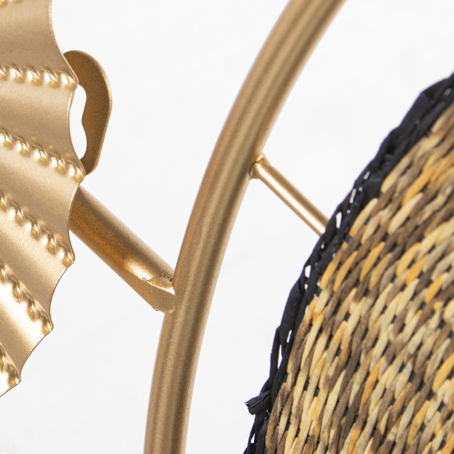 ADORNO PARED METAL/PAJA TRENZADA_101X5X60CM - immagine 2