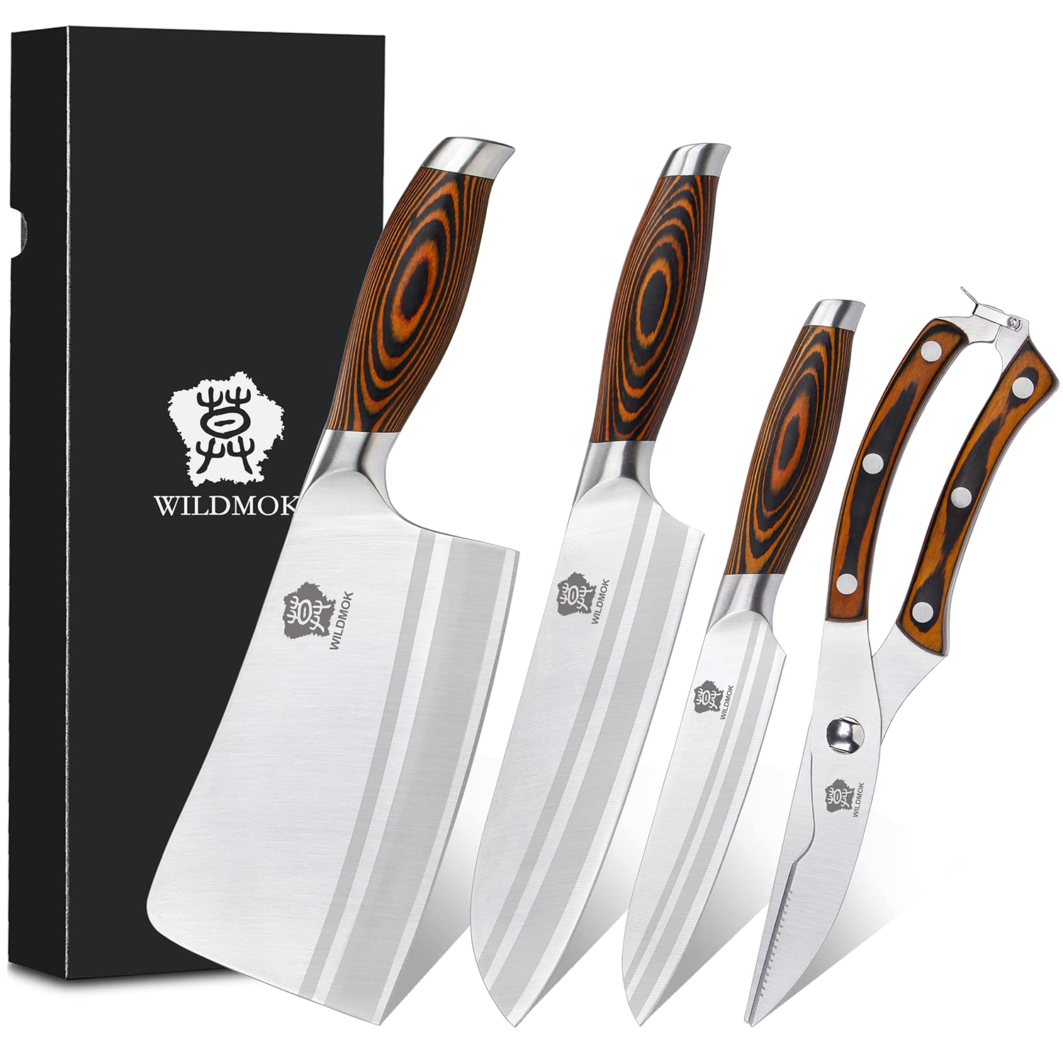 Wildmok Set 4 Coltelli da Cucina in Acciaio Tedesco