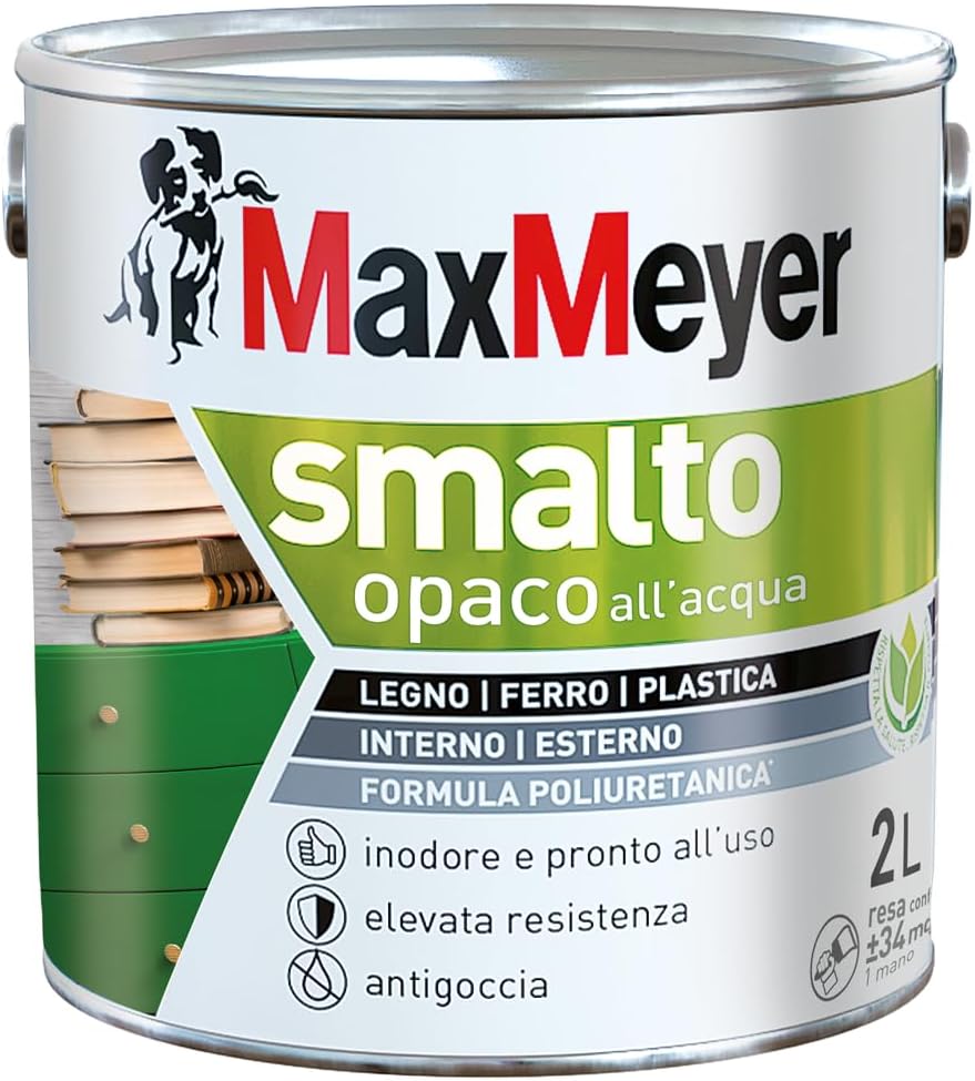 Maxmeyer Smalto All'Acqua Poliuretanico Opaco Nero 2 L - immagine 2