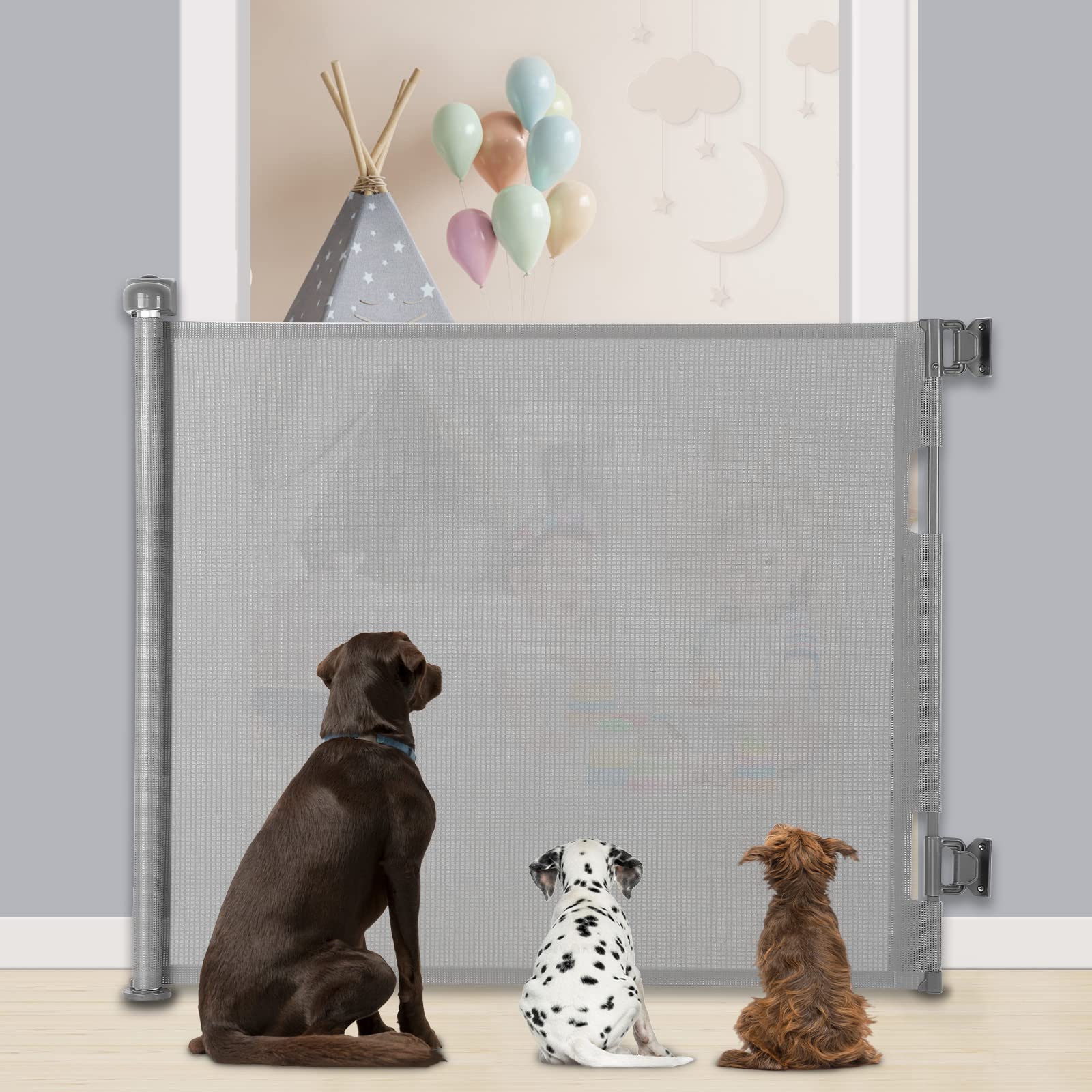 Cancelletto per Cani, 0-140 cm Cancelletto Estensibile per Bambini Scale e Corridoi Interni ed Esterni Cancello per Cani (Grigio)