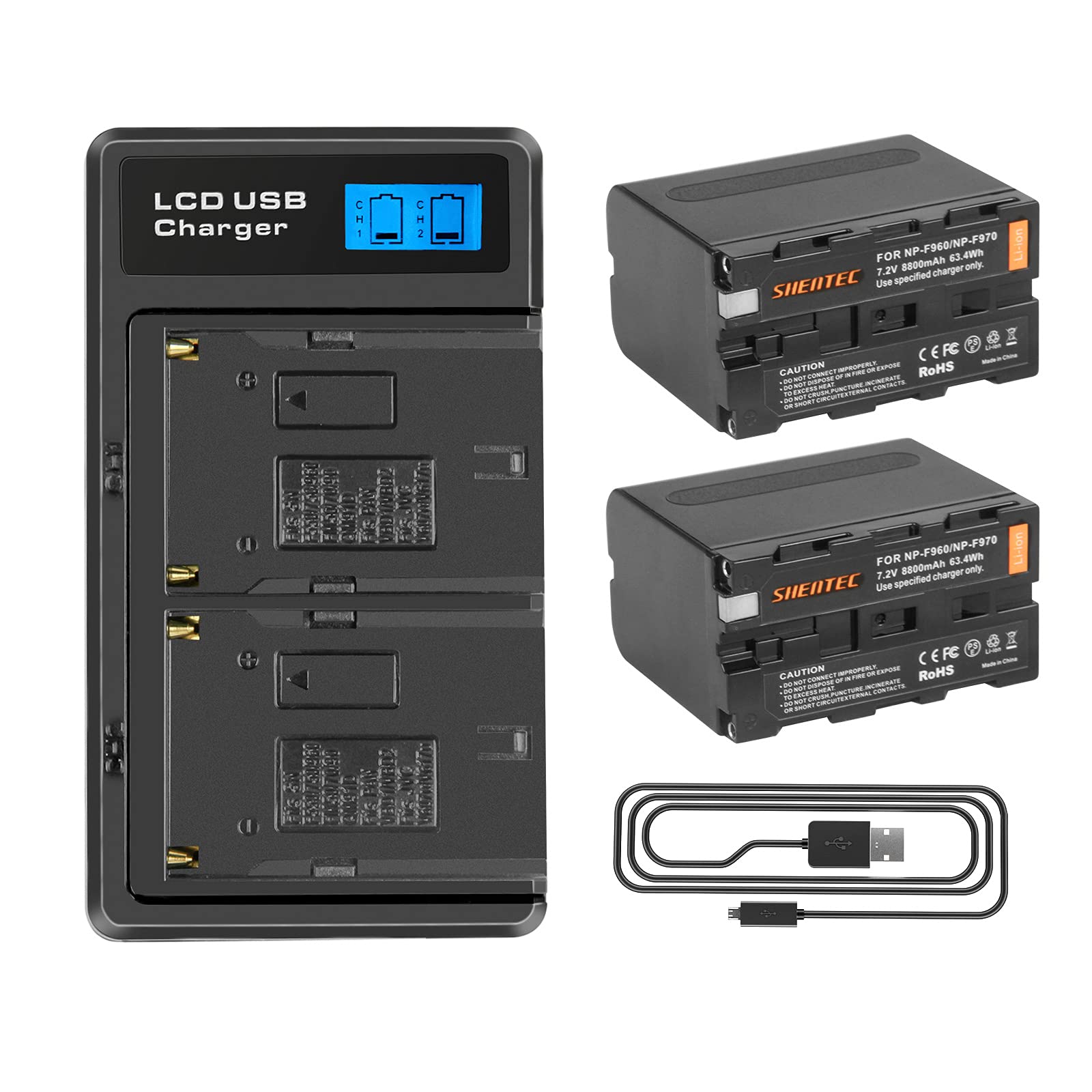 Shentec 2X Batteria Li-ion 7.2V 8800mAh per Sony NP-F970