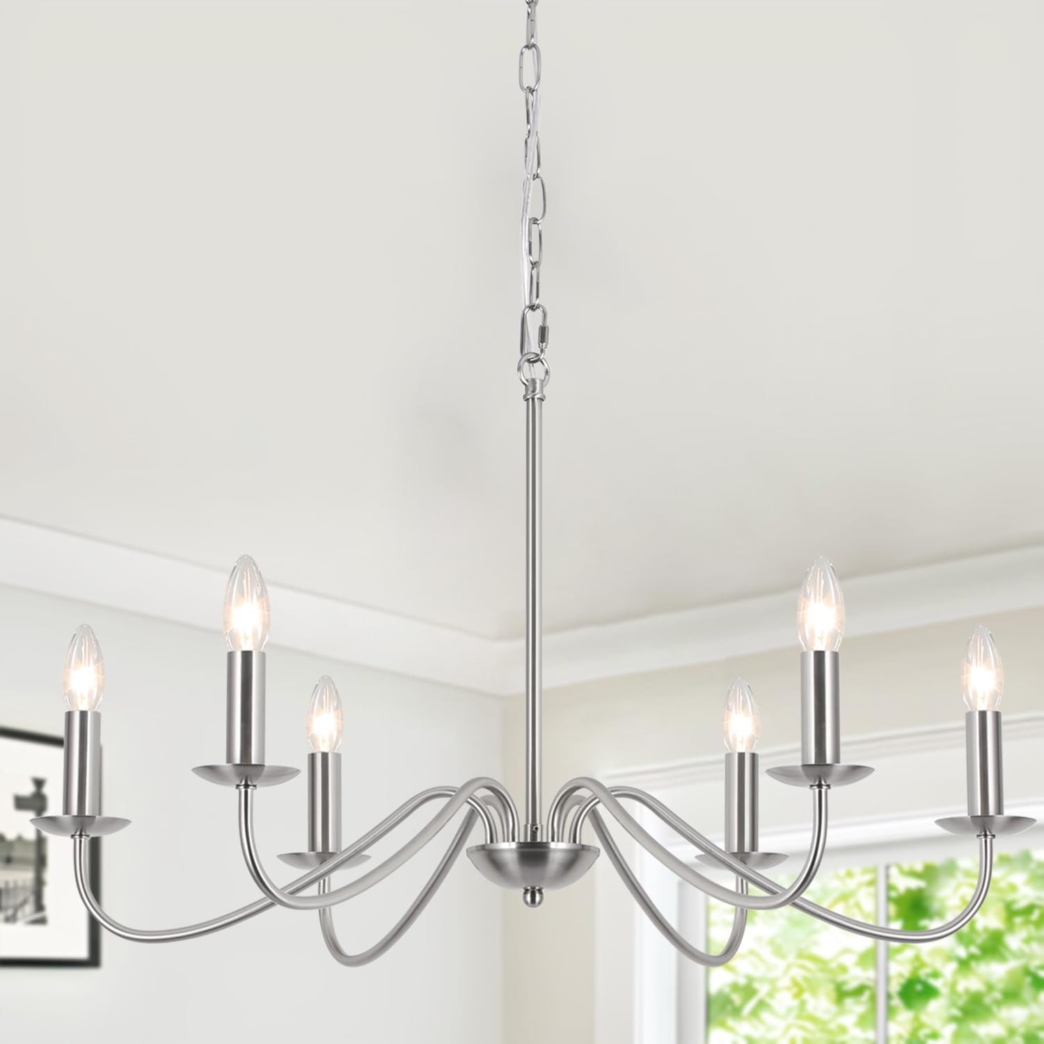Mrhyswd Lampadari Moderni Vintage 6 Luci Argento