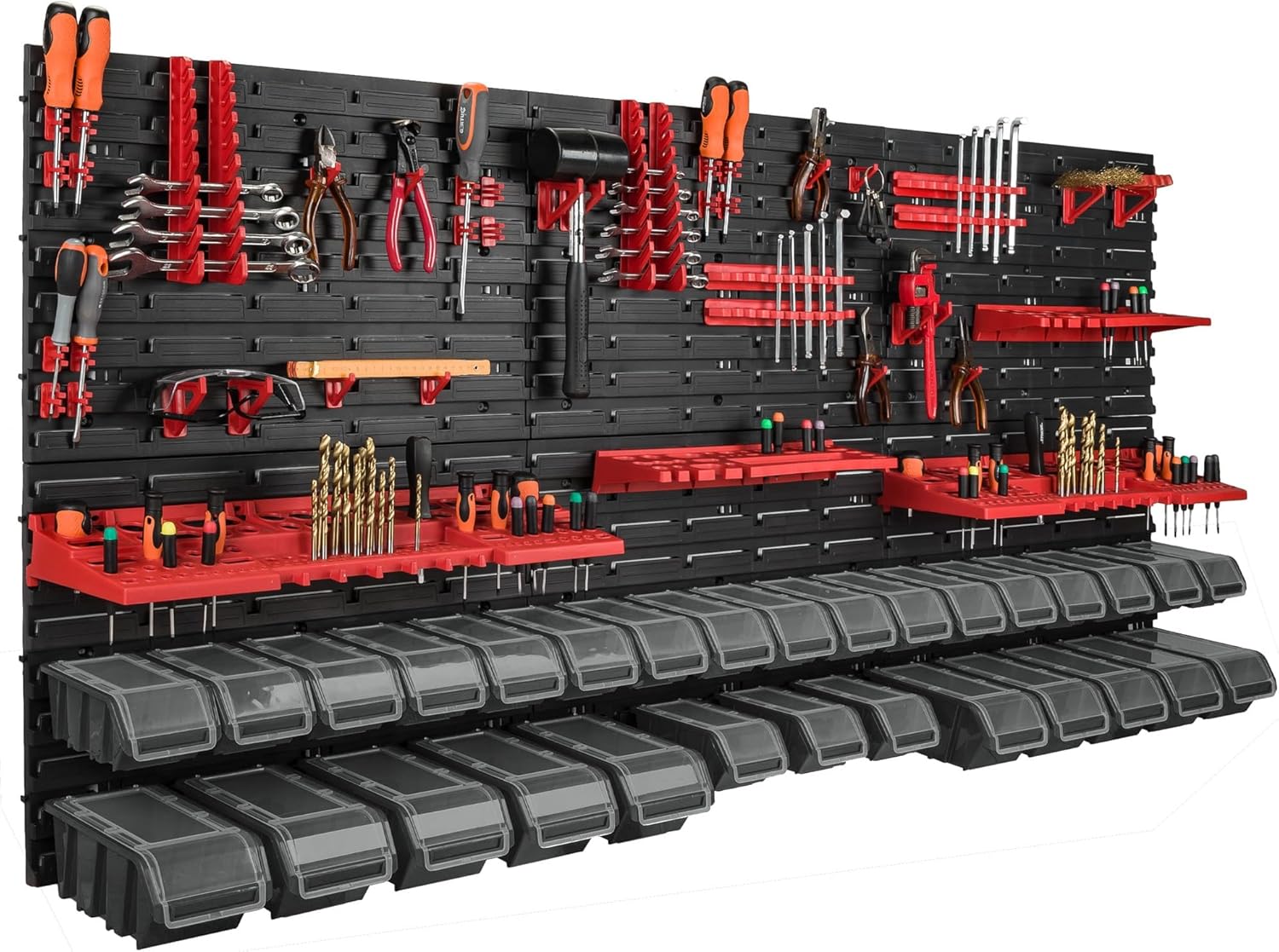 Scaffalatura da Parete 178x78cm con 30 Scatole, Nero - immagine 1