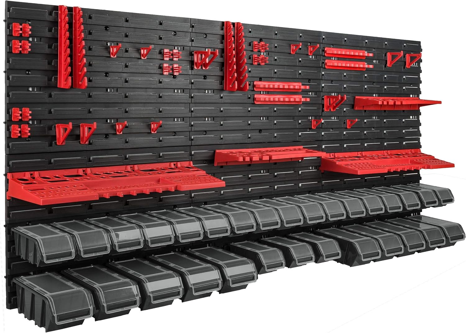 Scaffalatura da Parete 178x78cm con 30 Scatole, Nero - immagine 2