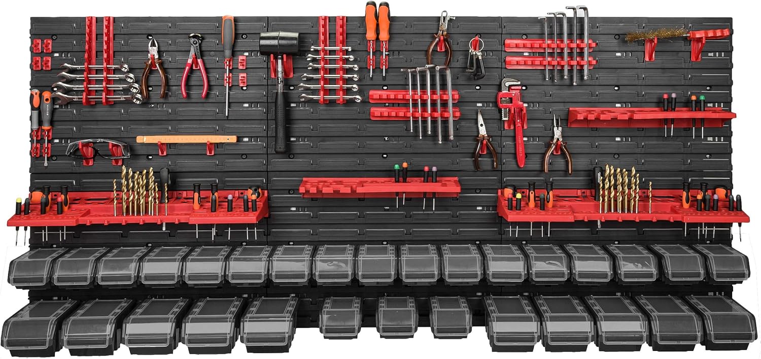 Scaffalatura da Parete 178x78cm con 30 Scatole, Nero - immagine 3