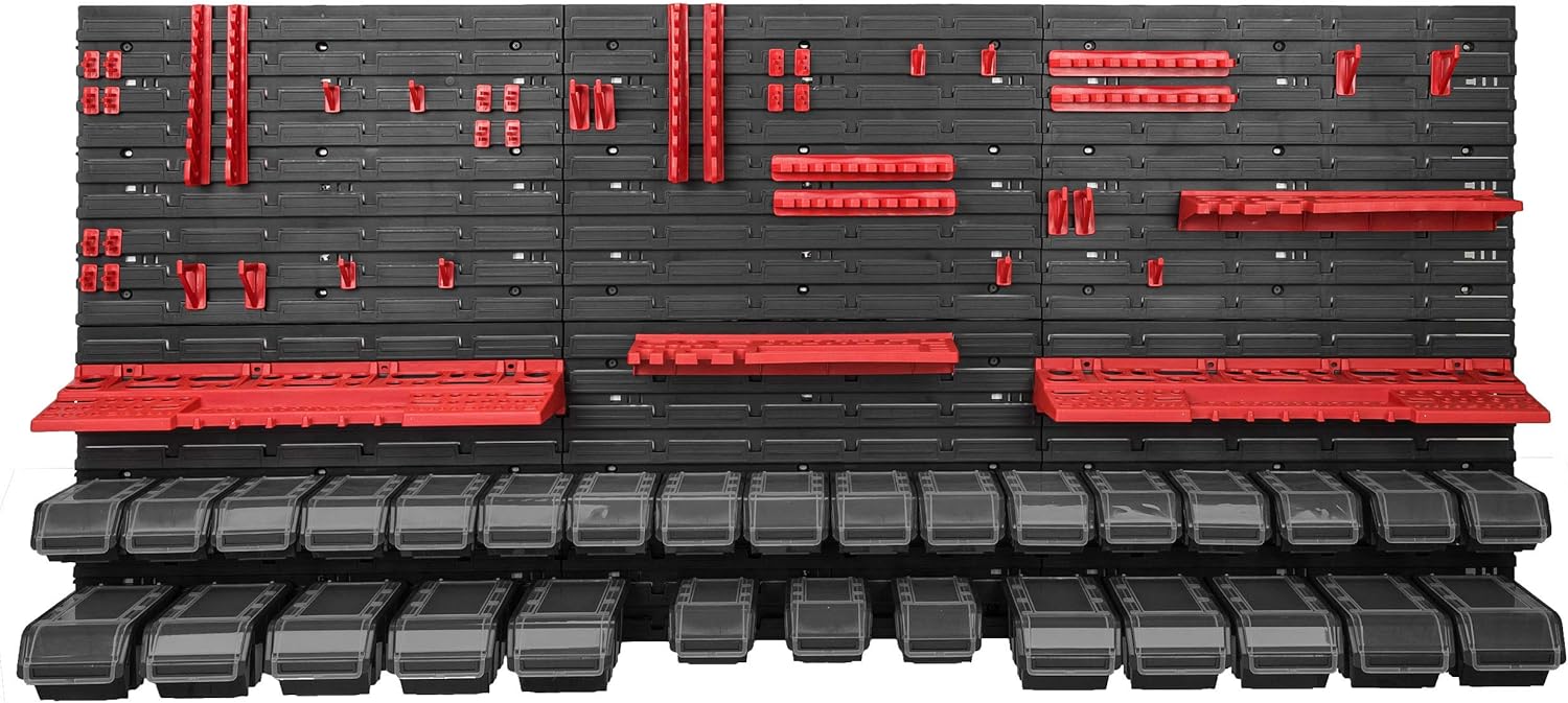 Scaffalatura da Parete 178x78cm con 30 Scatole, Nero - immagine 4