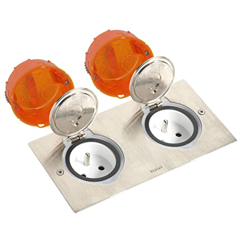 Legrand Celiane LEG92111 - Kit presa doppia da pavimento, in acciaio Inox IP44