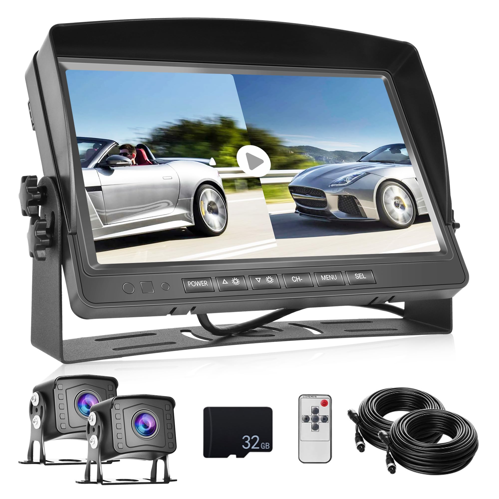 Camecho Kit Telecamera Retromarcia AHD 1080P DVR 9 pollici