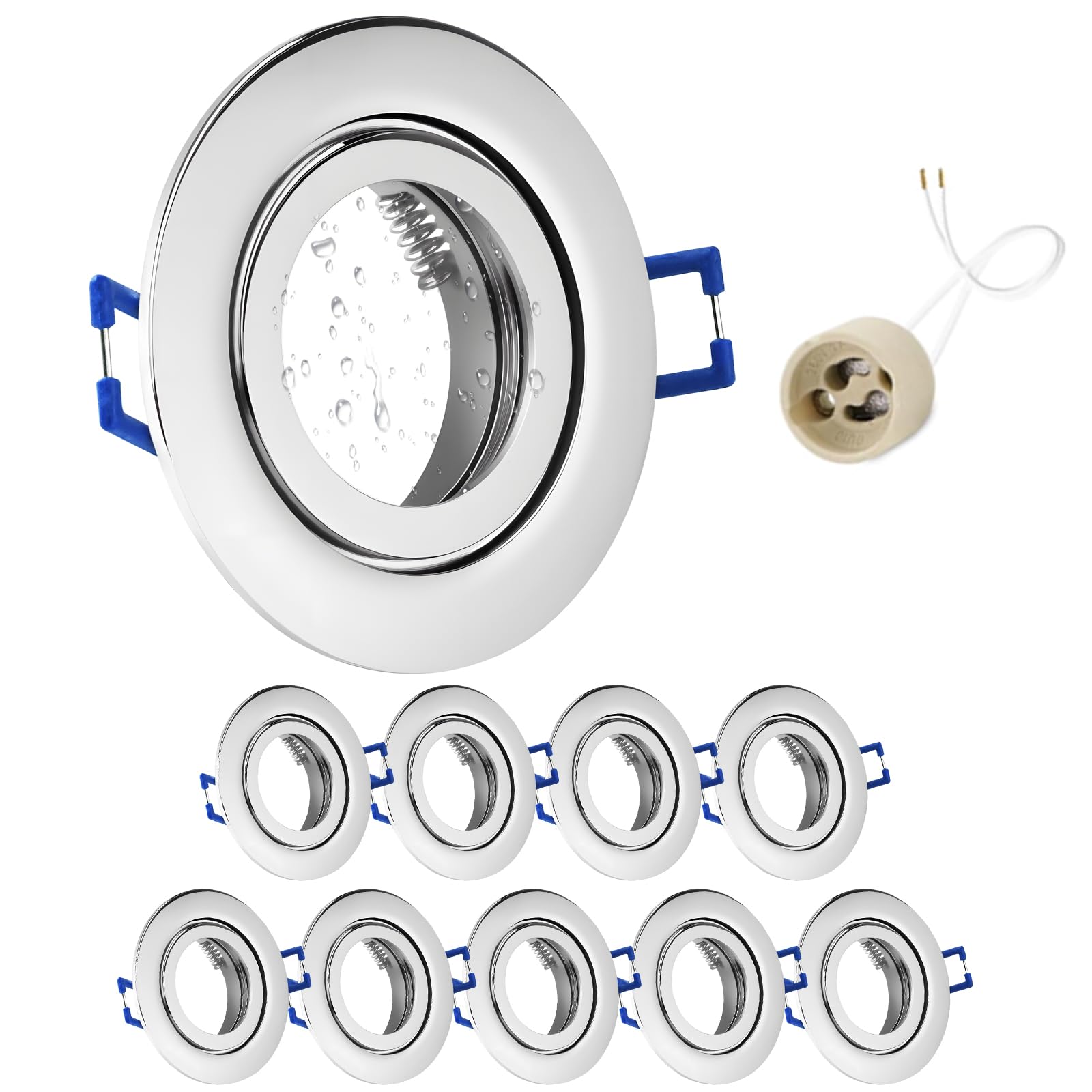 10x Faretti LED Incasso 230V IP44 Cromo GU10
